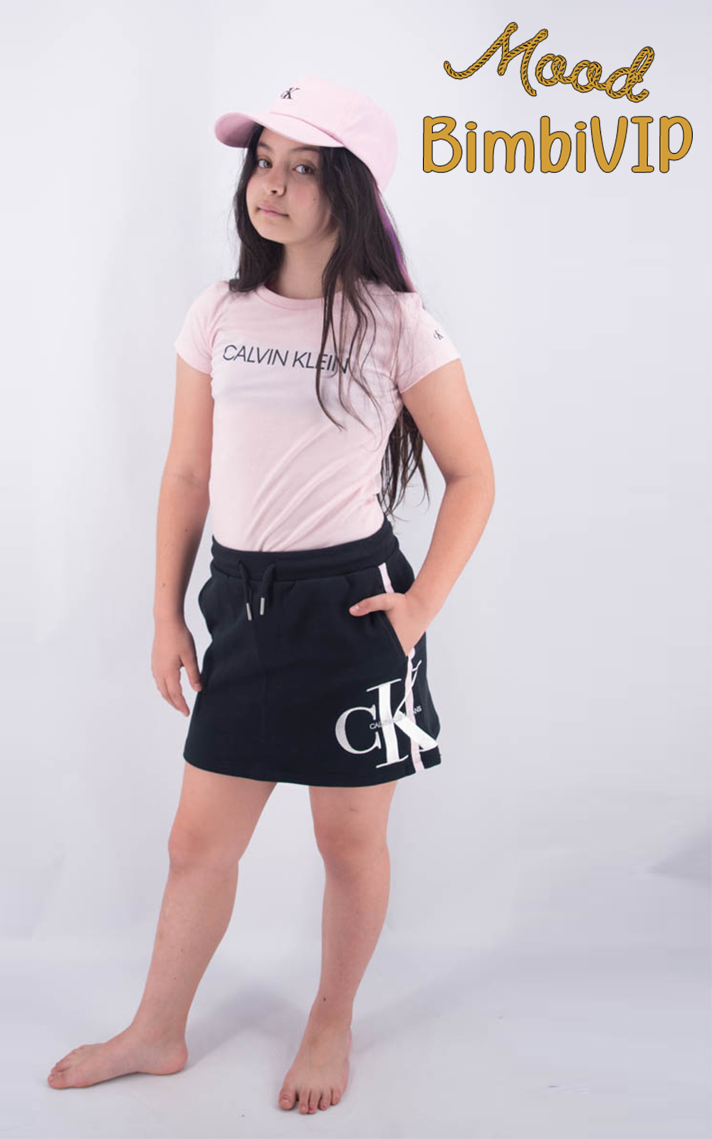 Outfit Calvin Klein Girl Casual Summer Logo Rosa Estate 2020