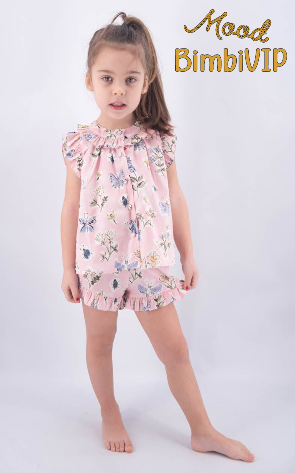 Outfit Il Gufo Casual Summer Baby Girl Camicia Shorts Fantasia Insetti Estate 2020