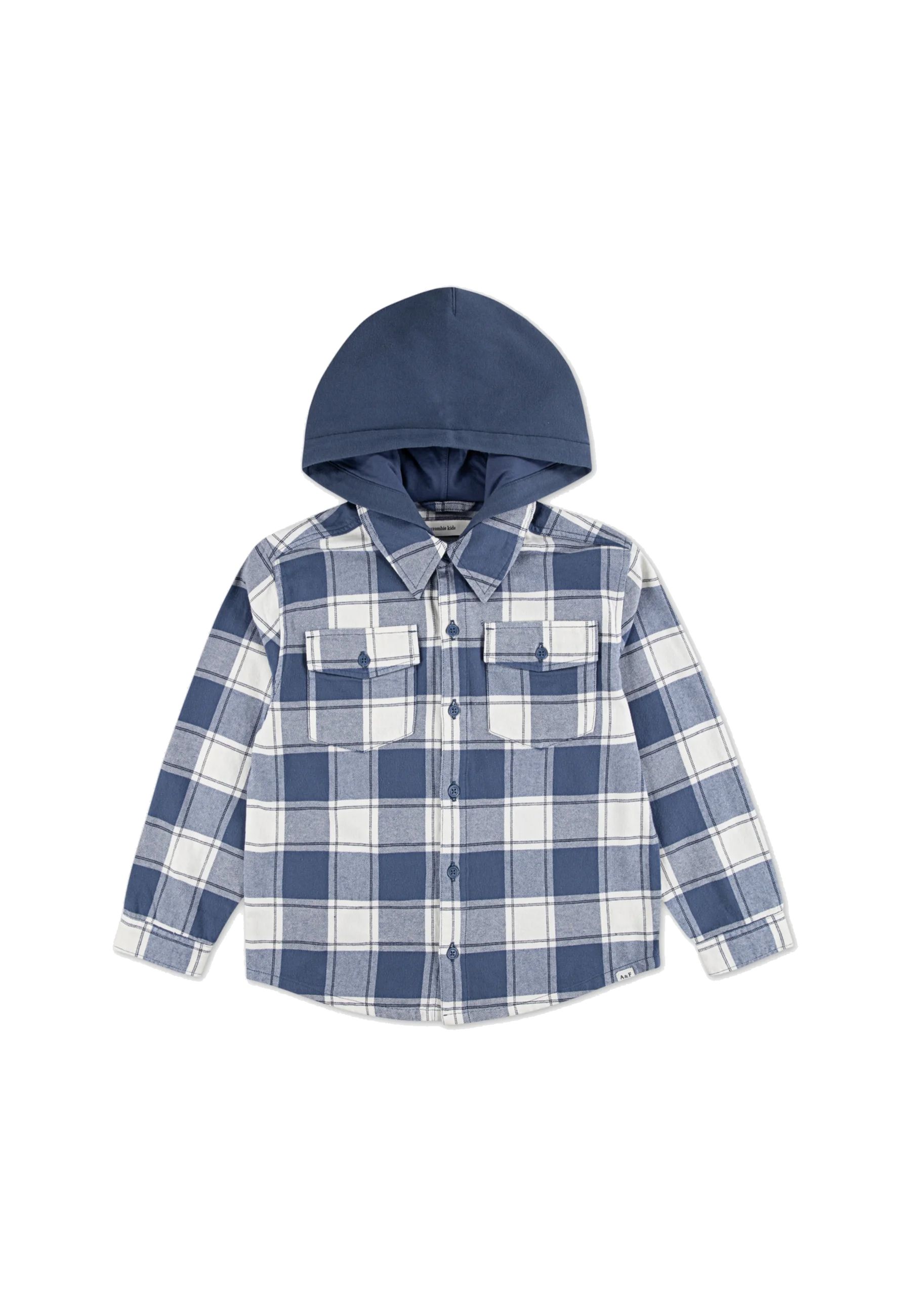 Camicia a quadri in flanella con cappuccio