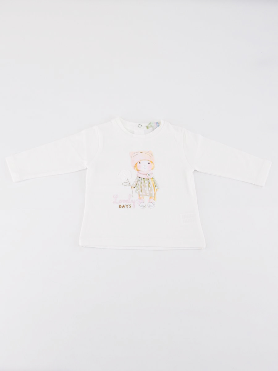 T-shirt Girocollo con Stampa e Patch