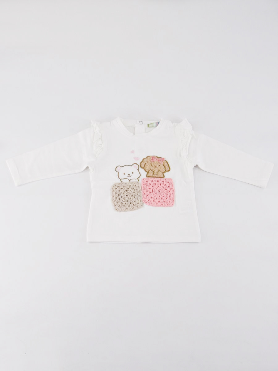 T-shirt  Girocollo con Stampa e Patch