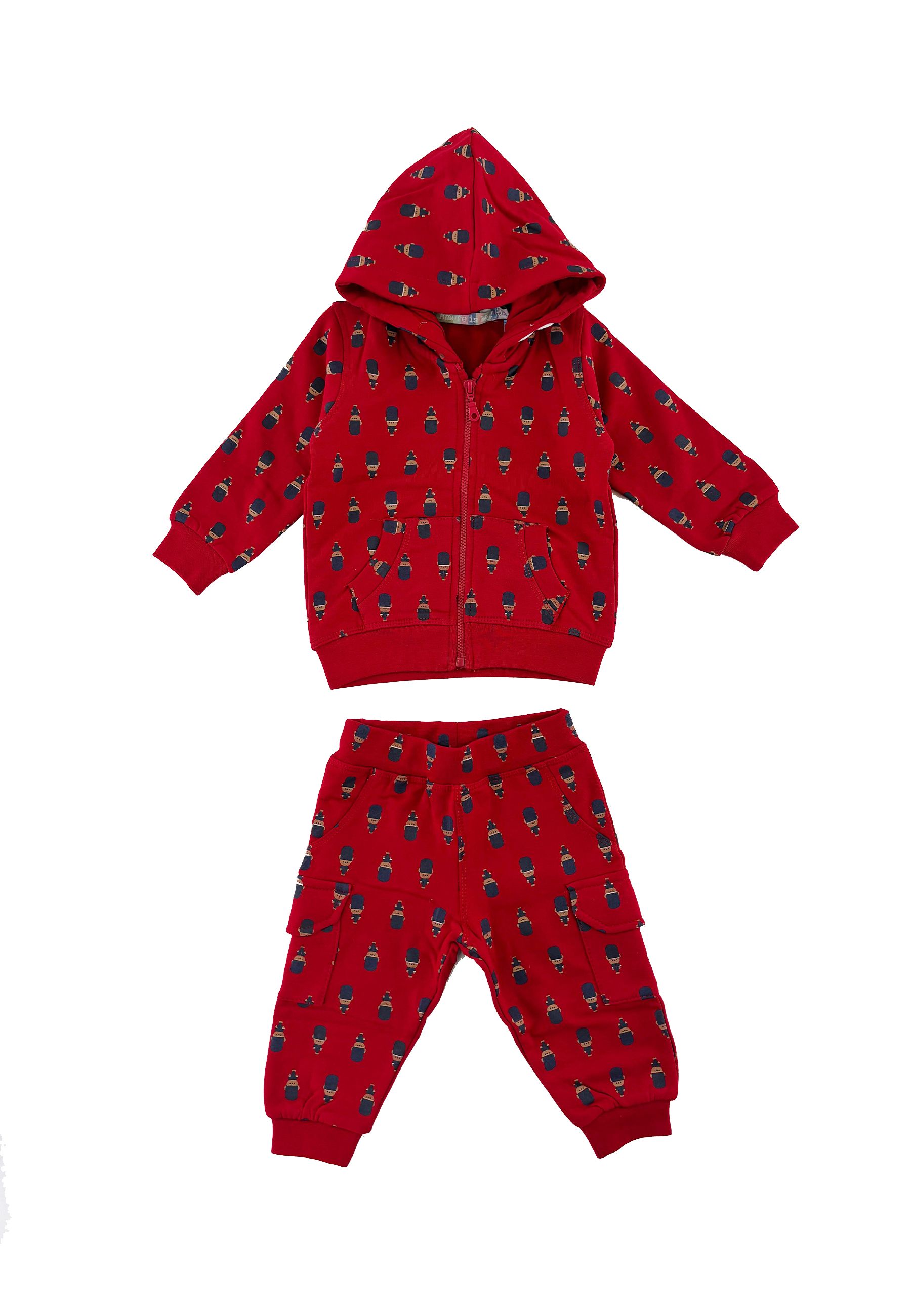 Completo Sportivo felpa Cappuccio full Zip con pantalone blu