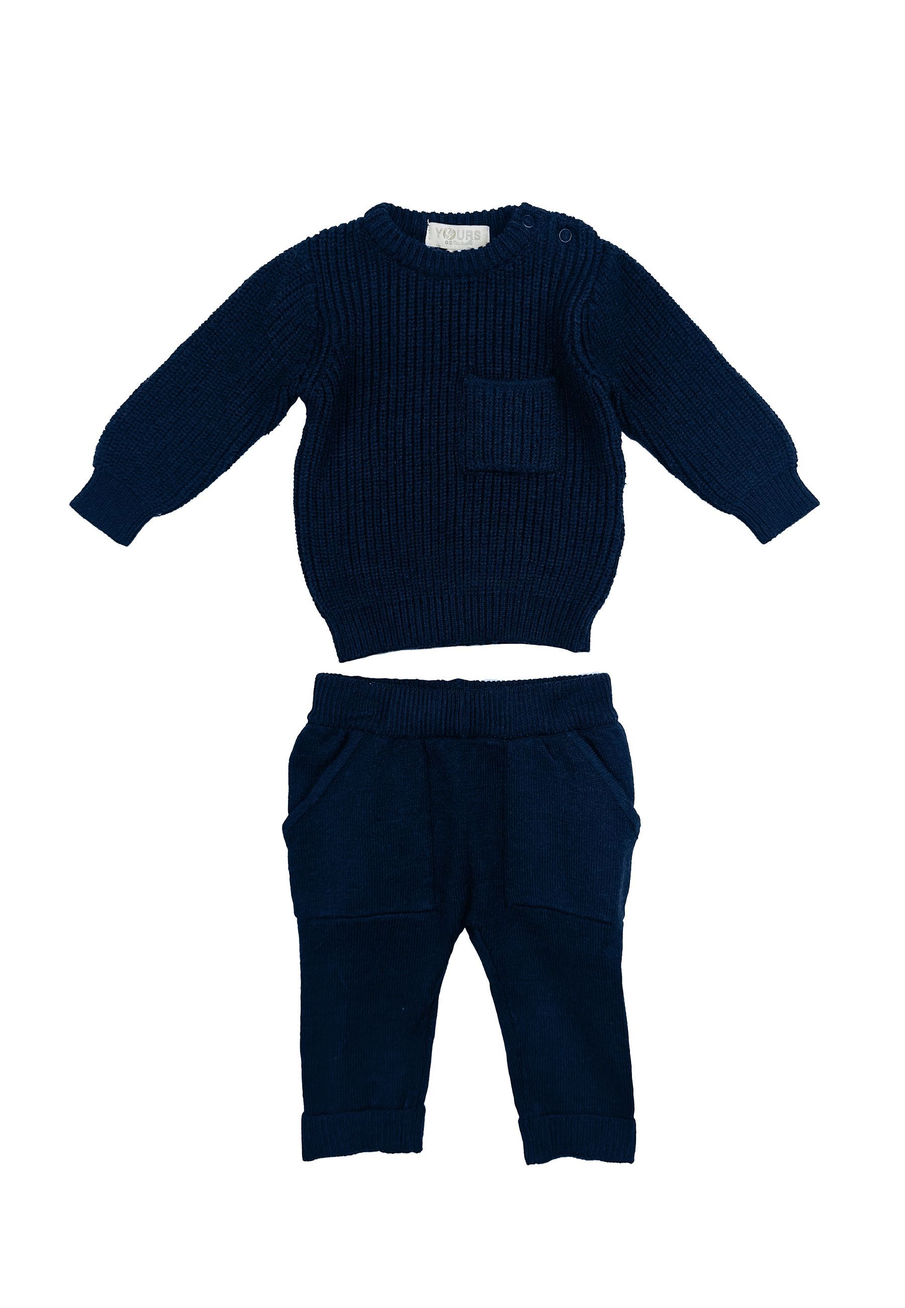 Completo Sportivo in filo di maglia blu con taschino