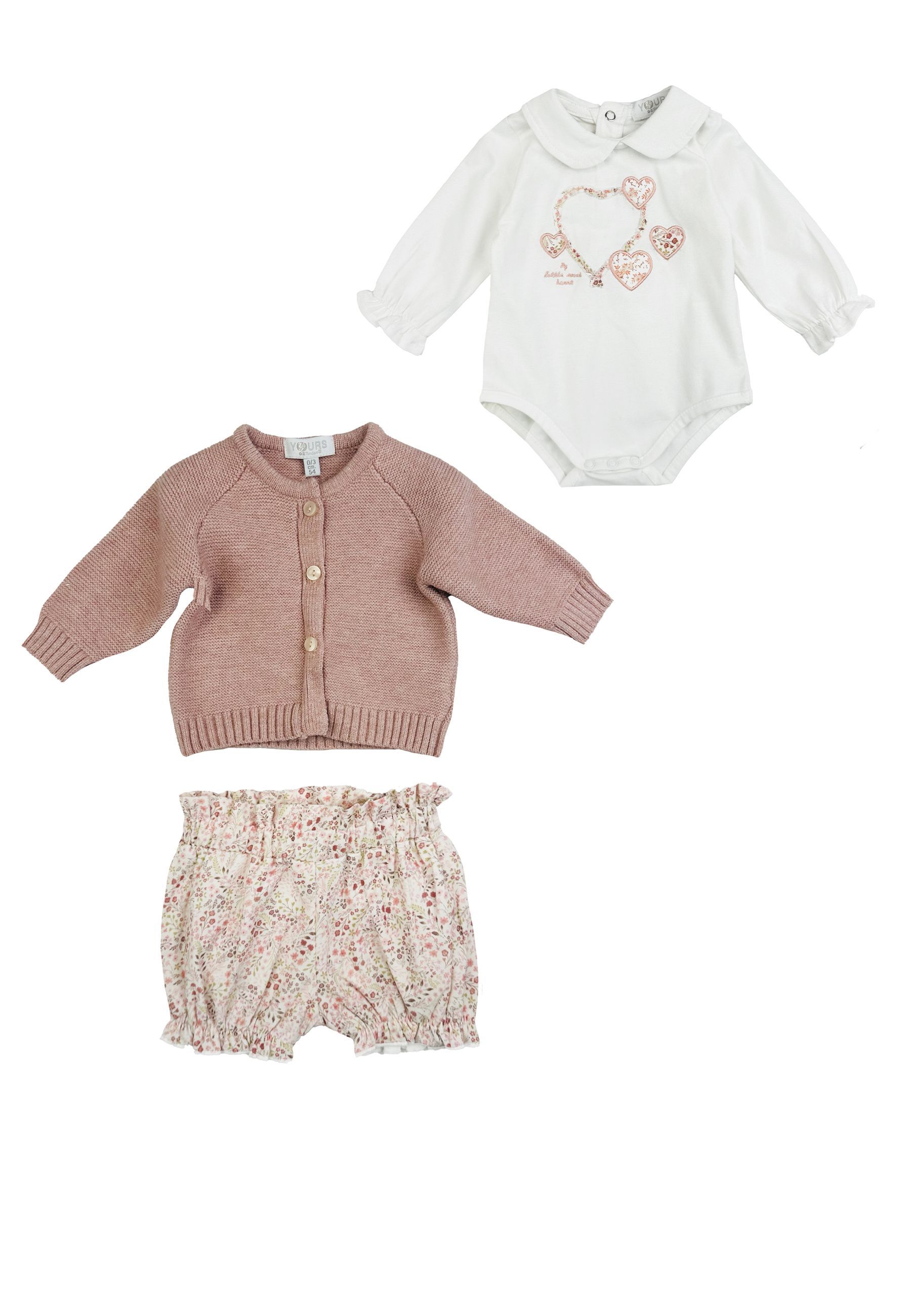 Completo Sportivo tre pezzi cardigan body e short