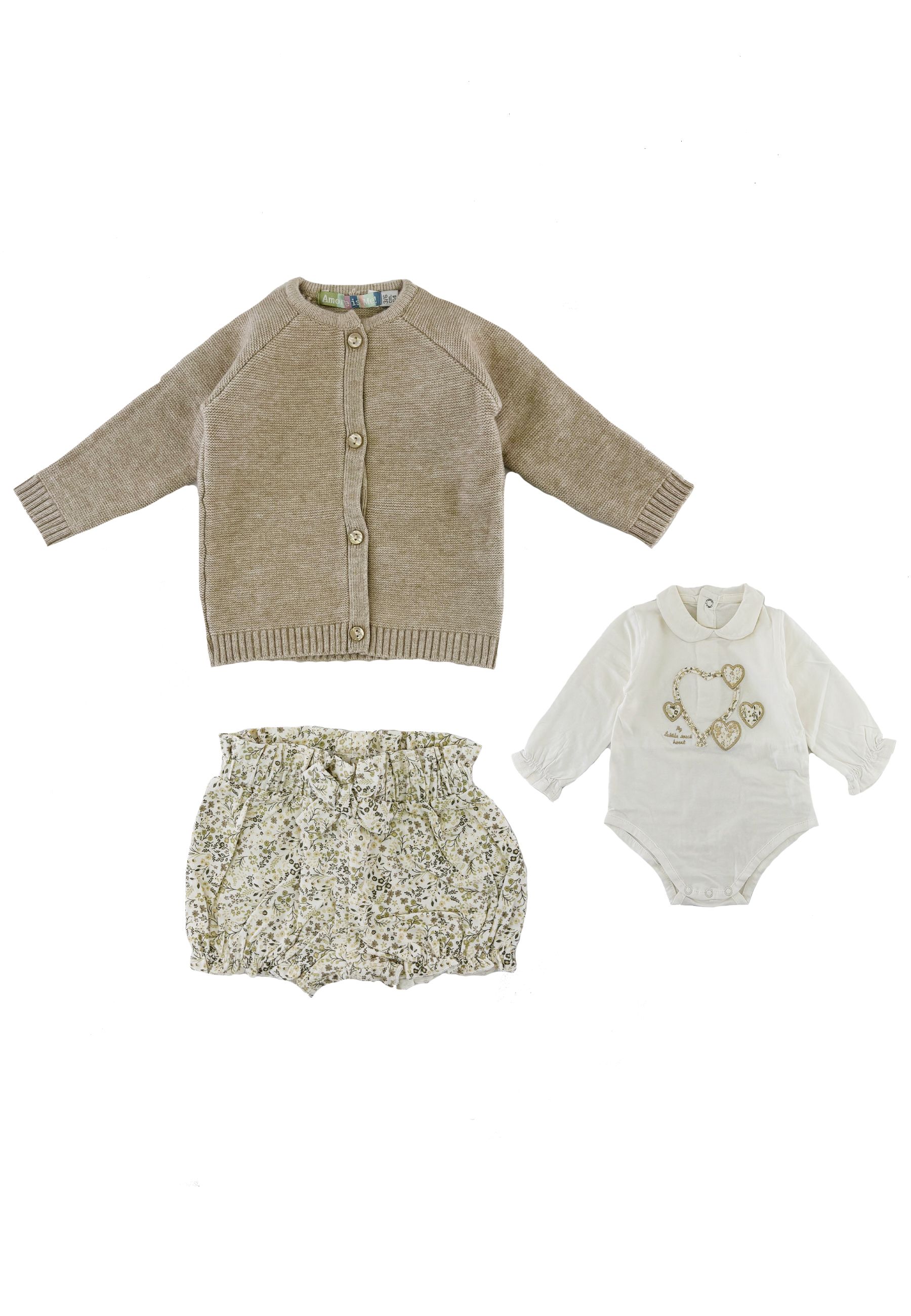 Completo Sportivo tre pezzi cardigan body e short
