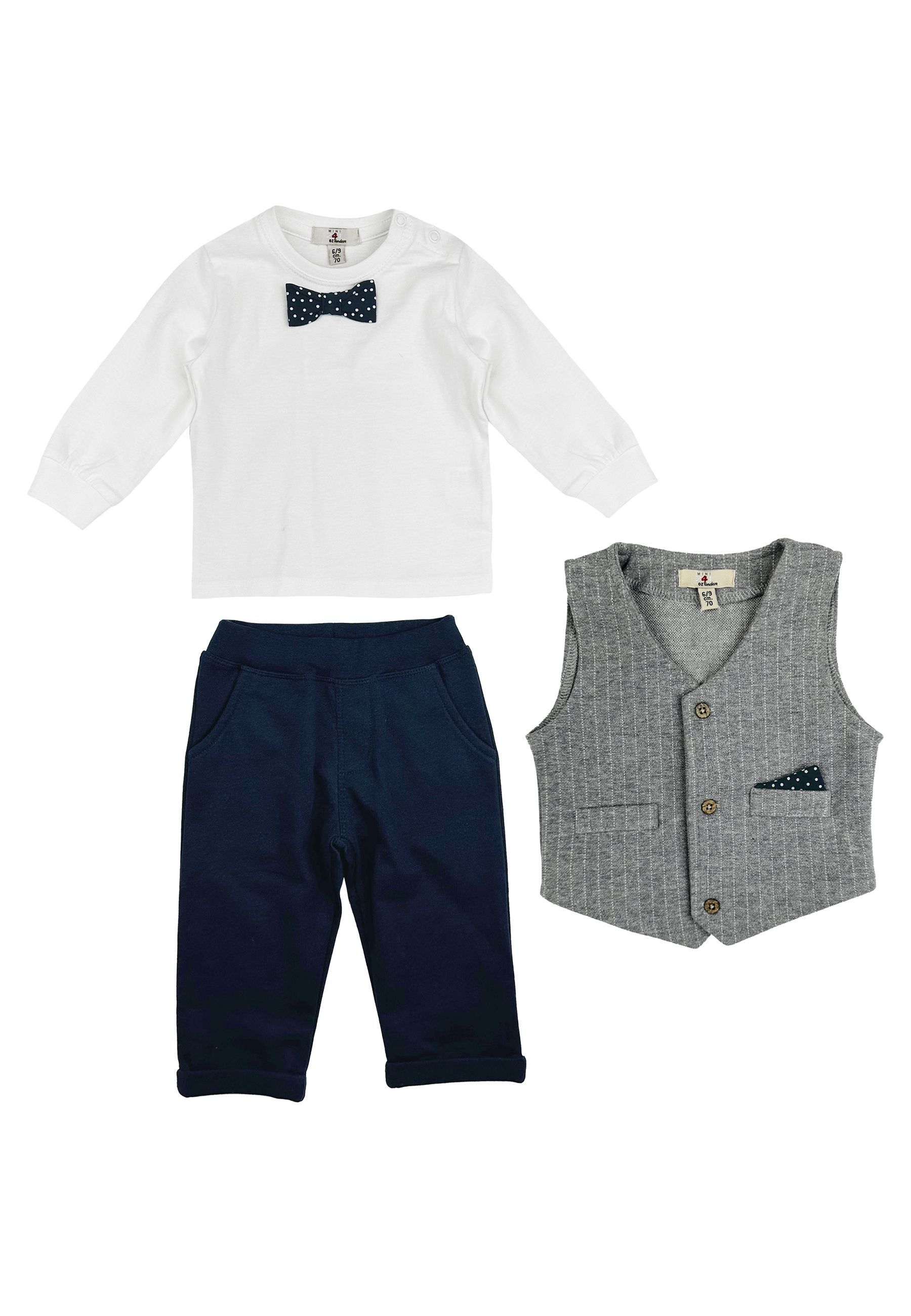 Completo Sportivo neonato con gilet grigio gessato