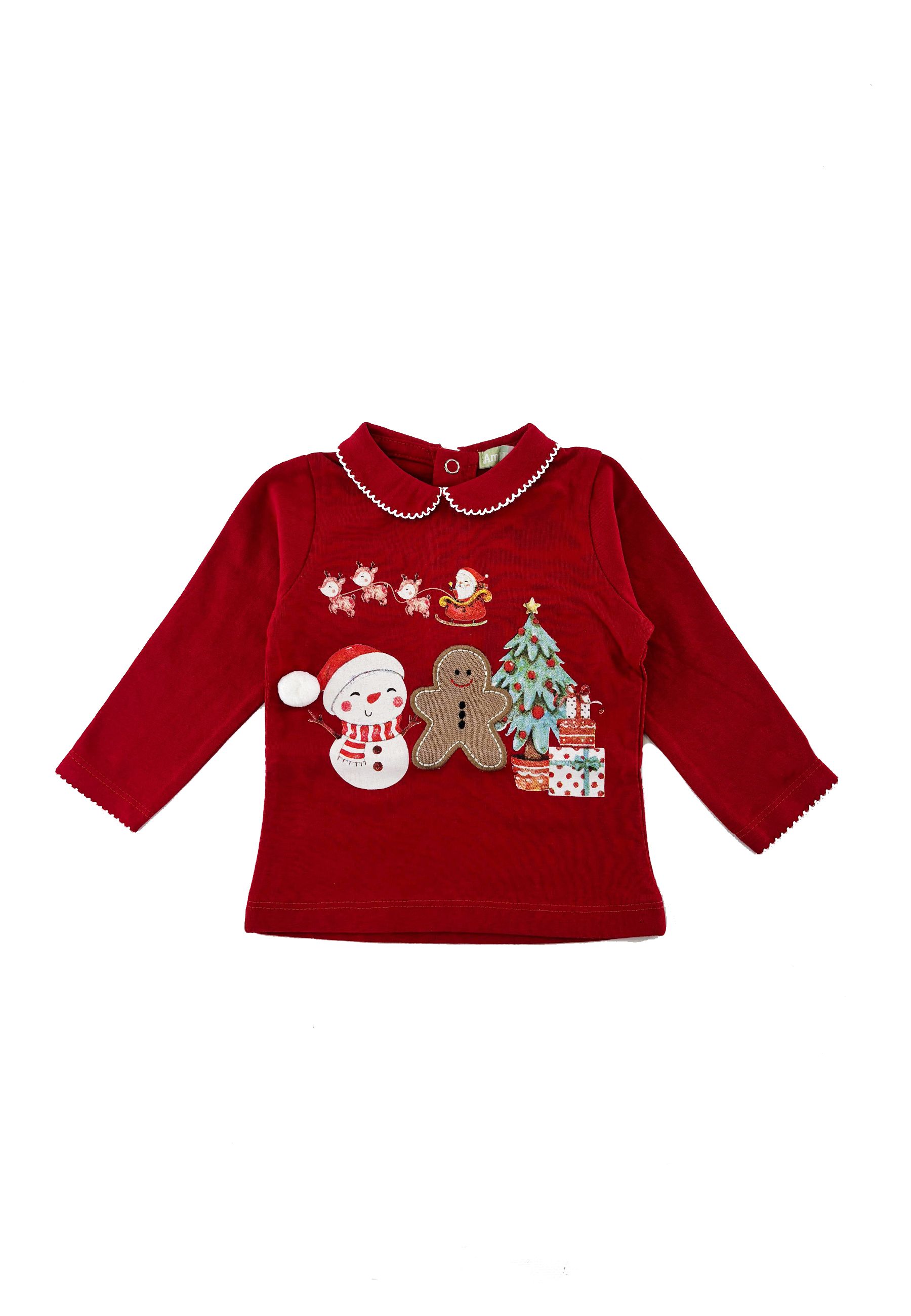 T-shirt neonata girocollo tema Natalizio Bianca