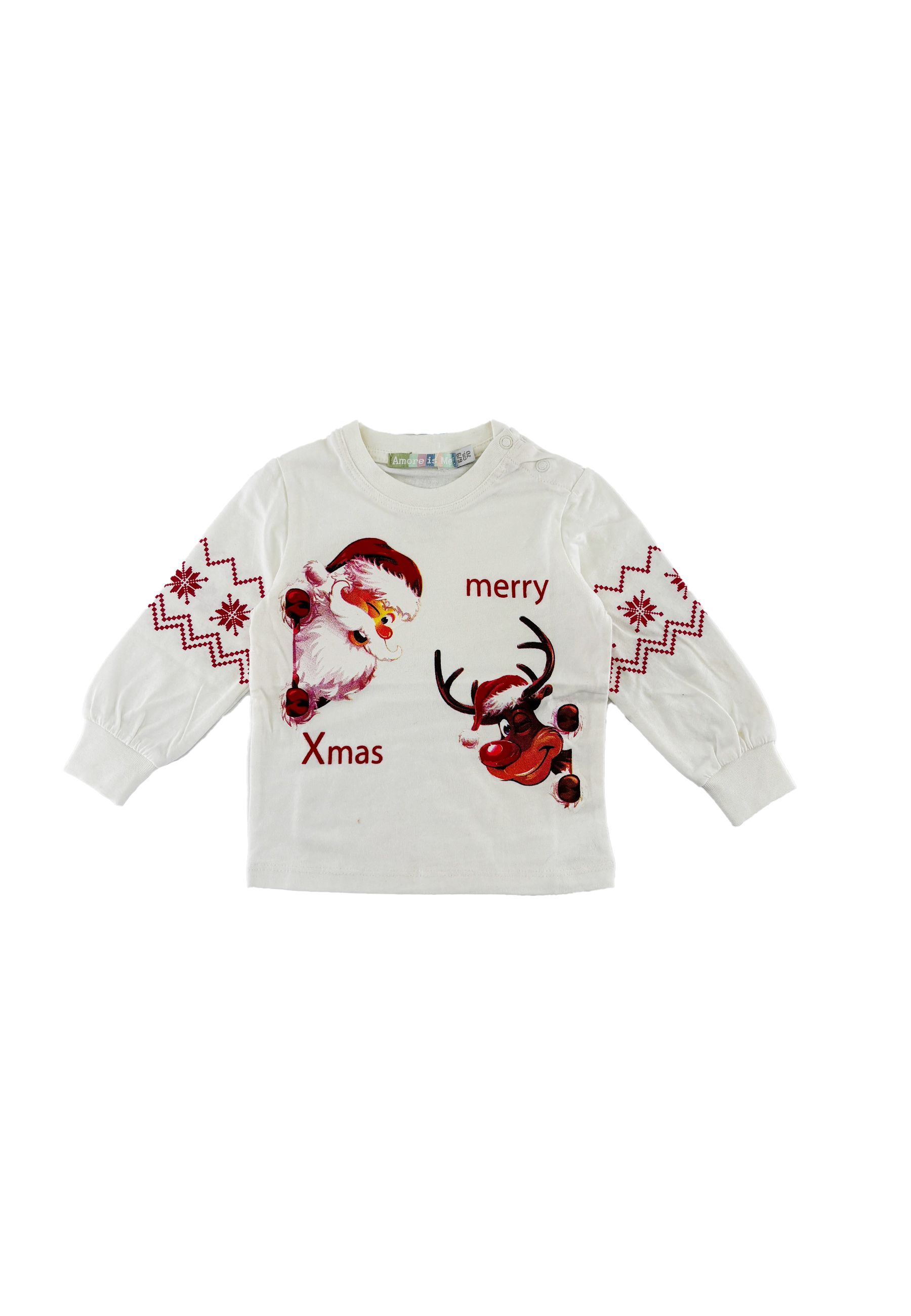 T-shirt neonato girocollo tema Natalizio Bianca
