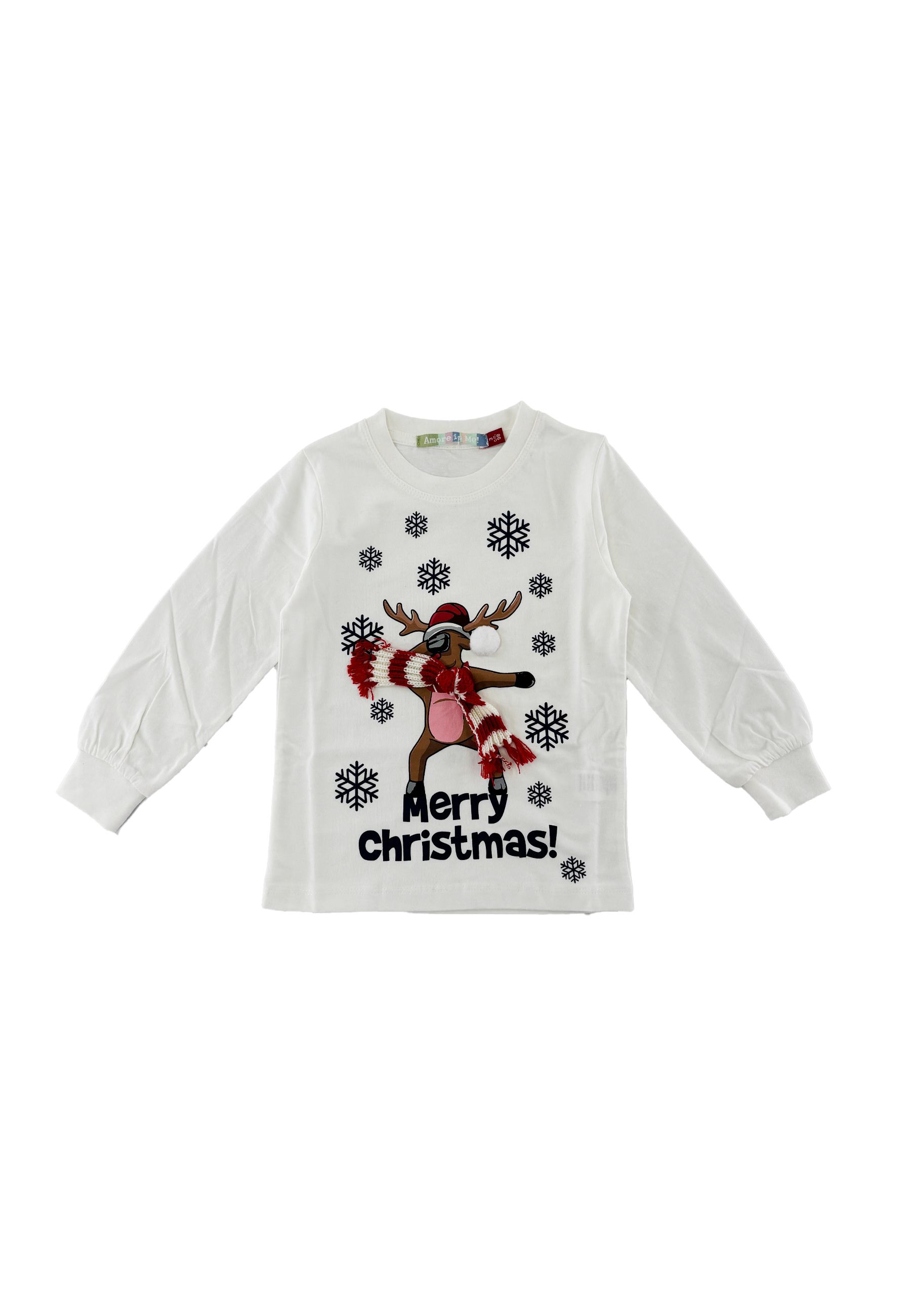 T-shirt girocollo tema Natalizio Bianca