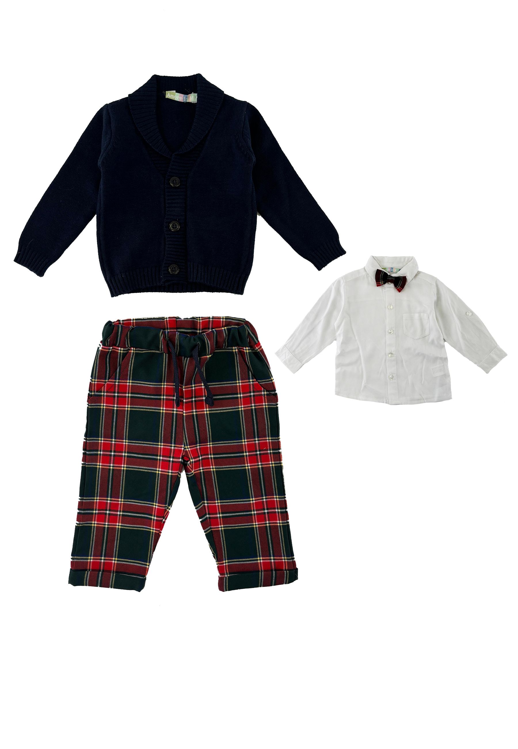 Completo Sportivo set tema Natalizio Cardigan pantalone t-shirt