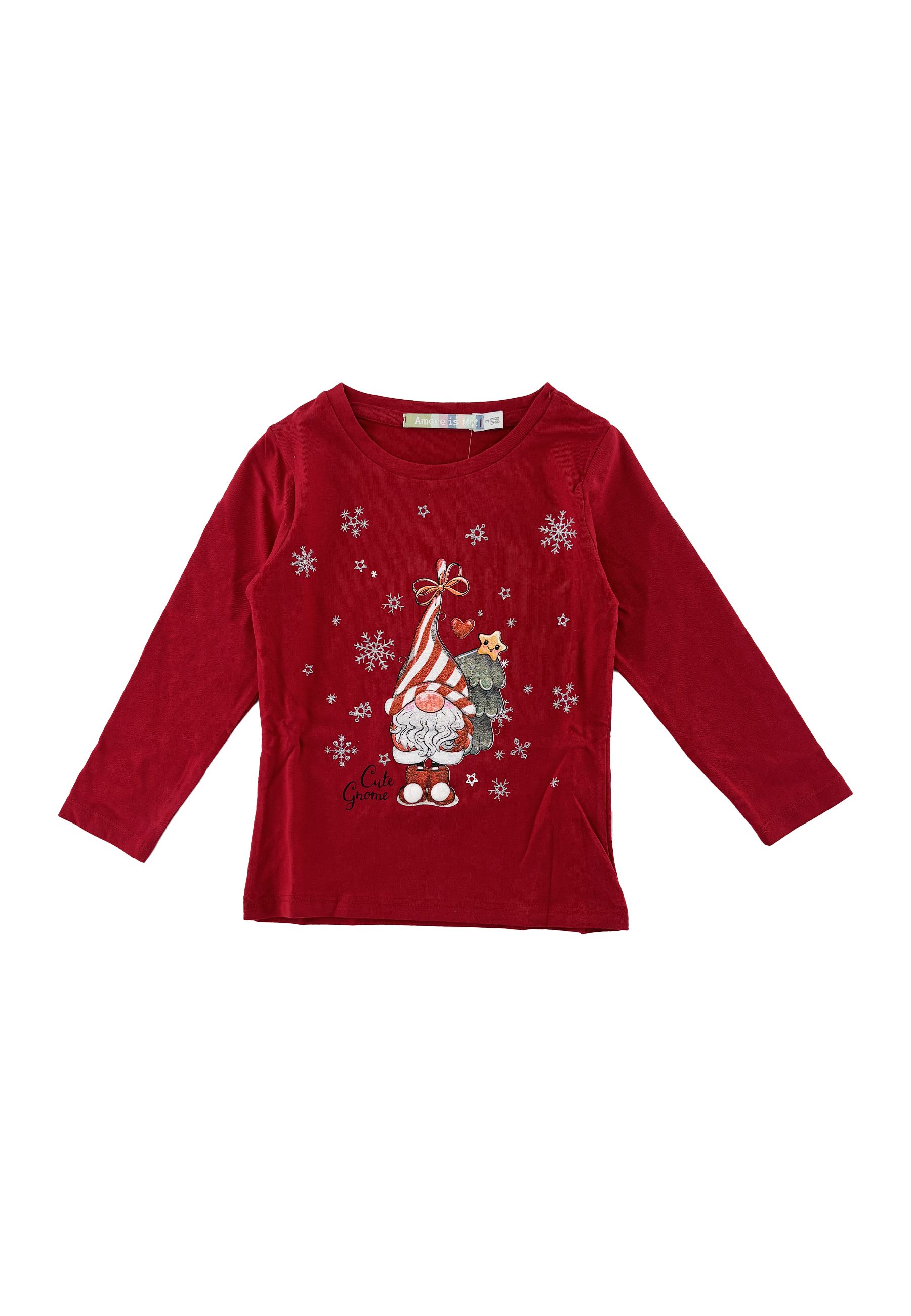 T-shirt girocollo tema Natalizio Rossa