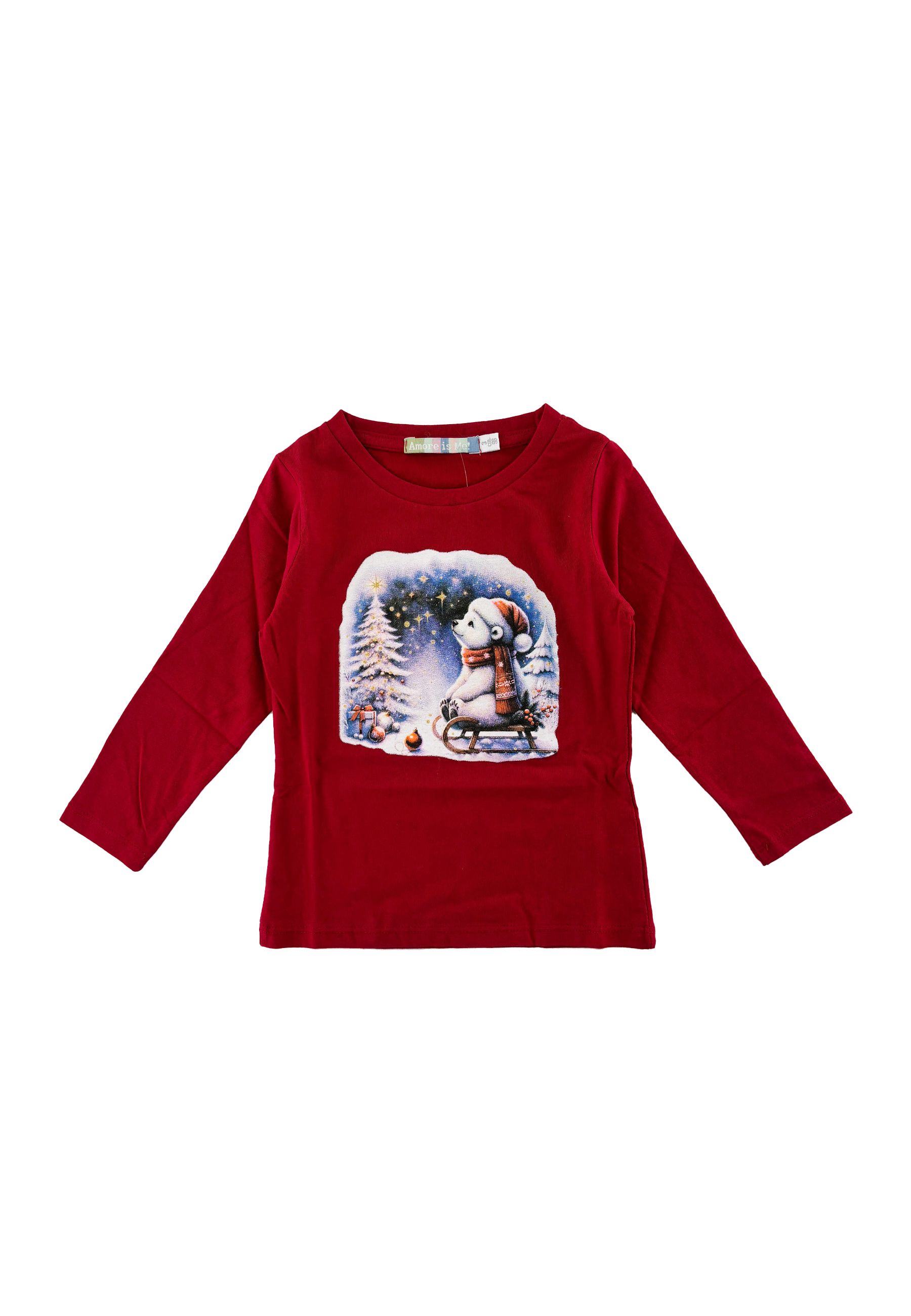 T-shirt girocollo tema Natalizio Rossa