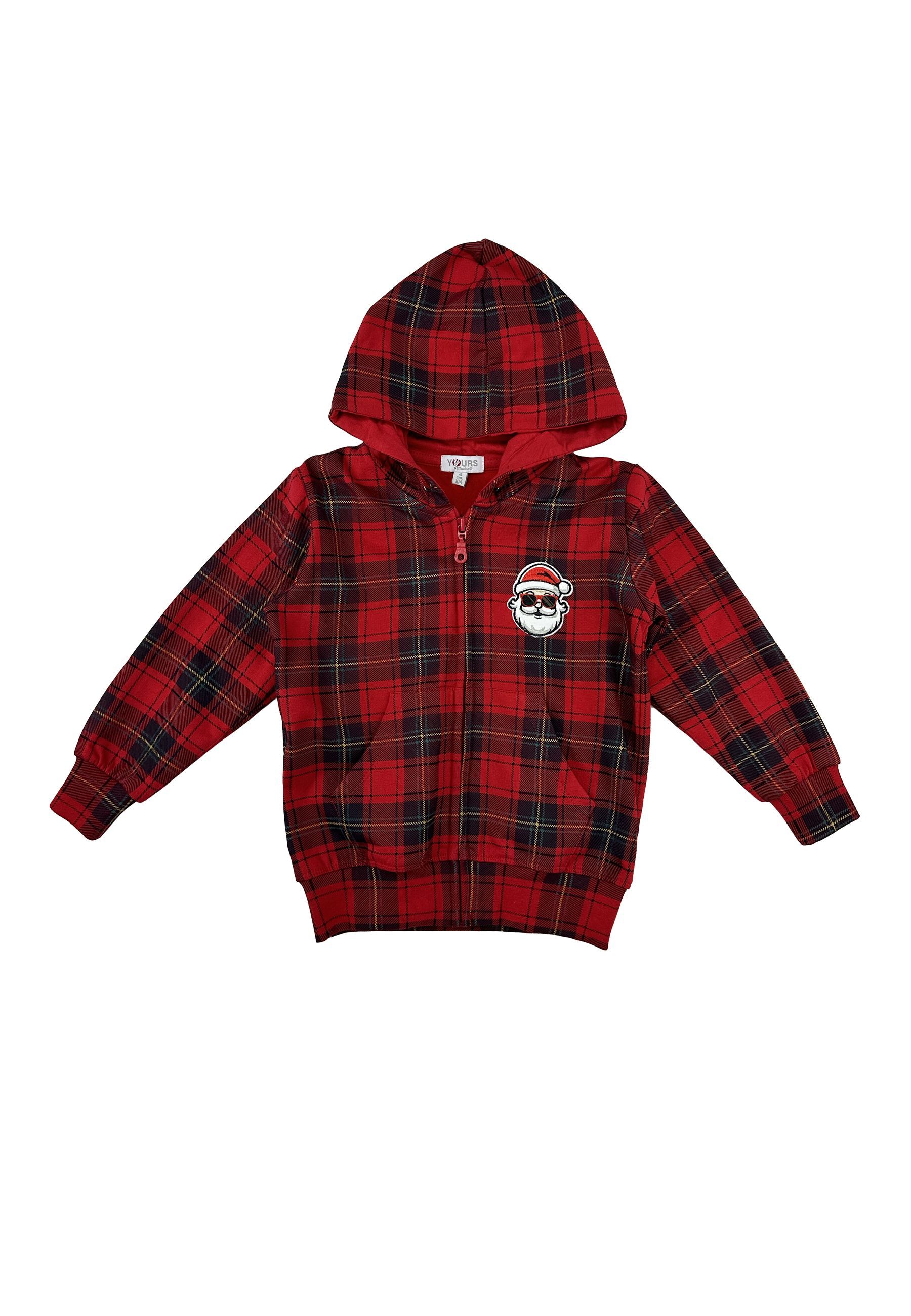 Felpa con Cappuccio check Babbo Natale