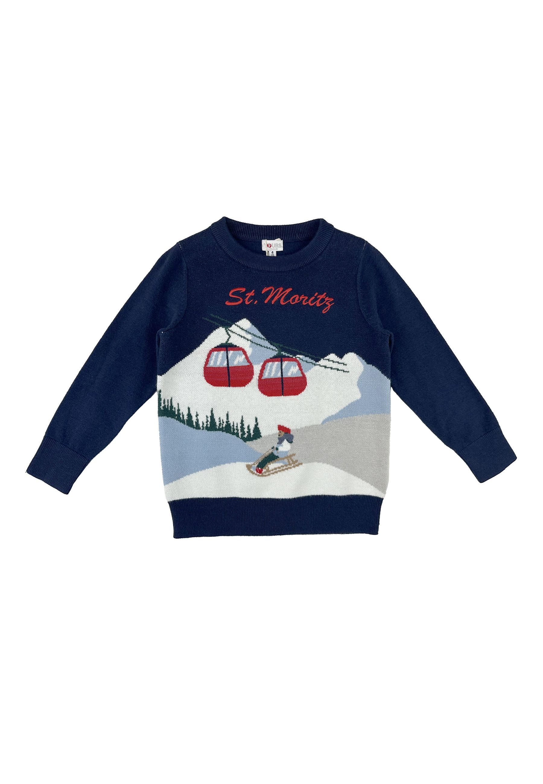 Maglia tema Natalizio Jaquard Blu St. Morittz