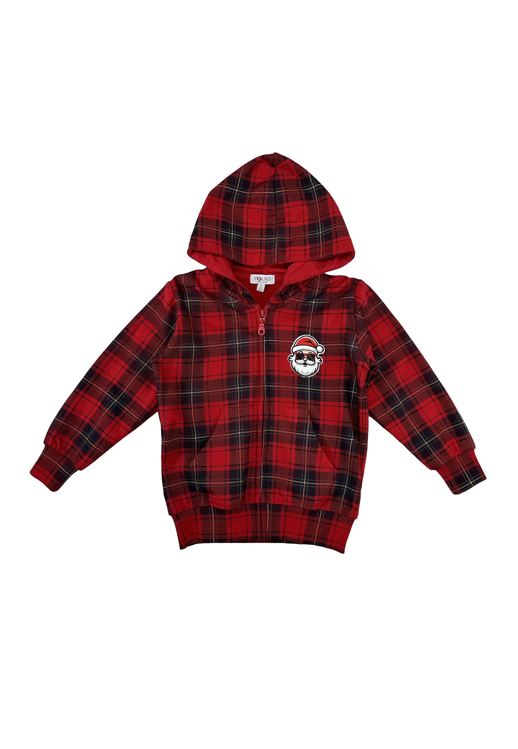 Maglia con Cappuccio check Babbo Natale