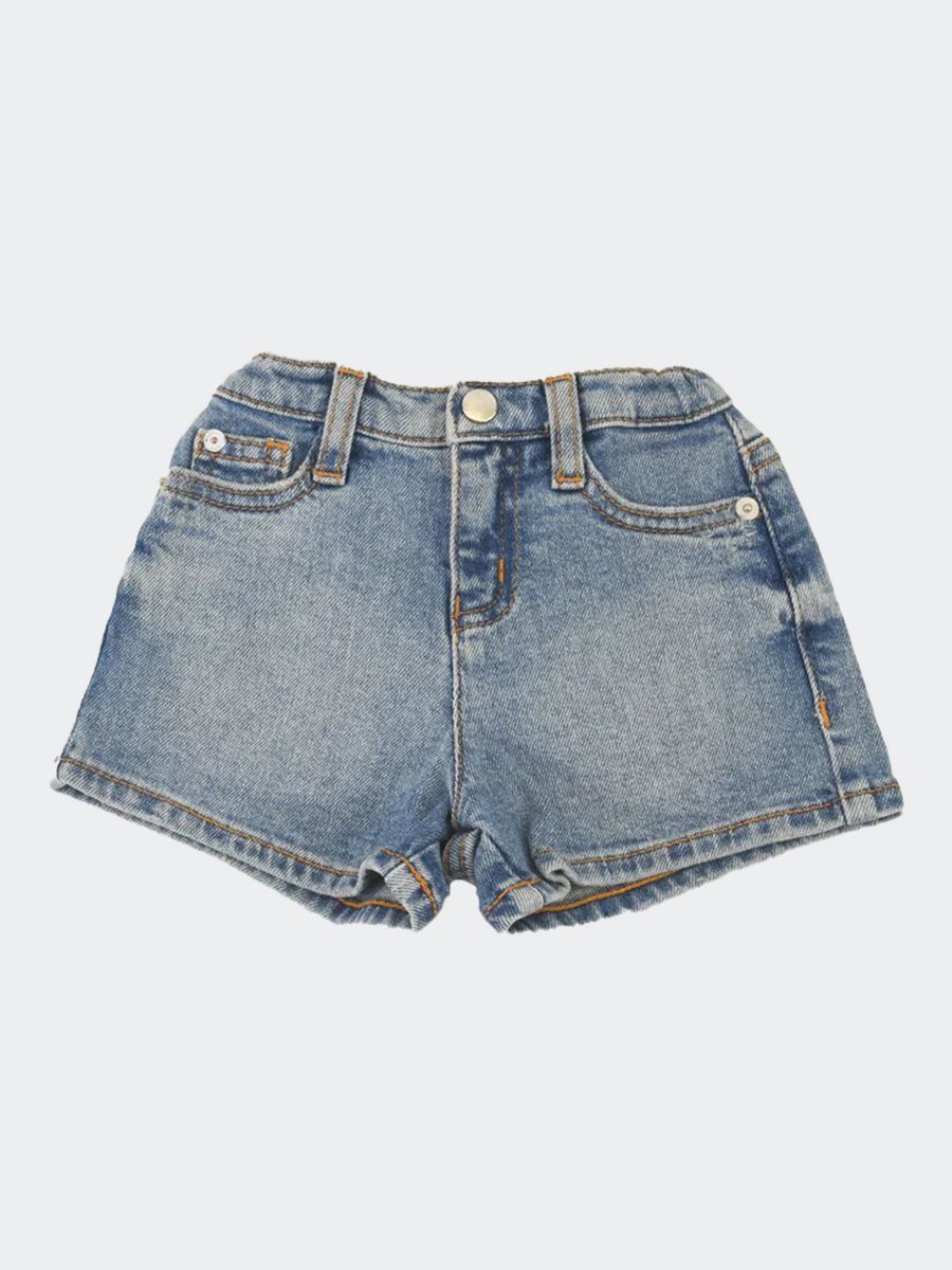 Shorts short in denim di cotone con trattamento stone wash 