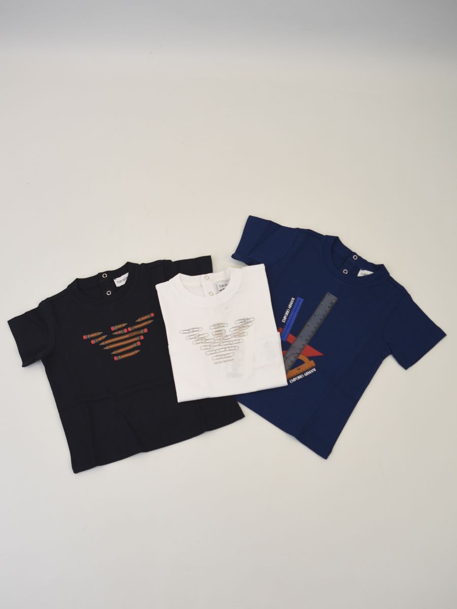 T-shirt set manica corta con stampa logo Emporio