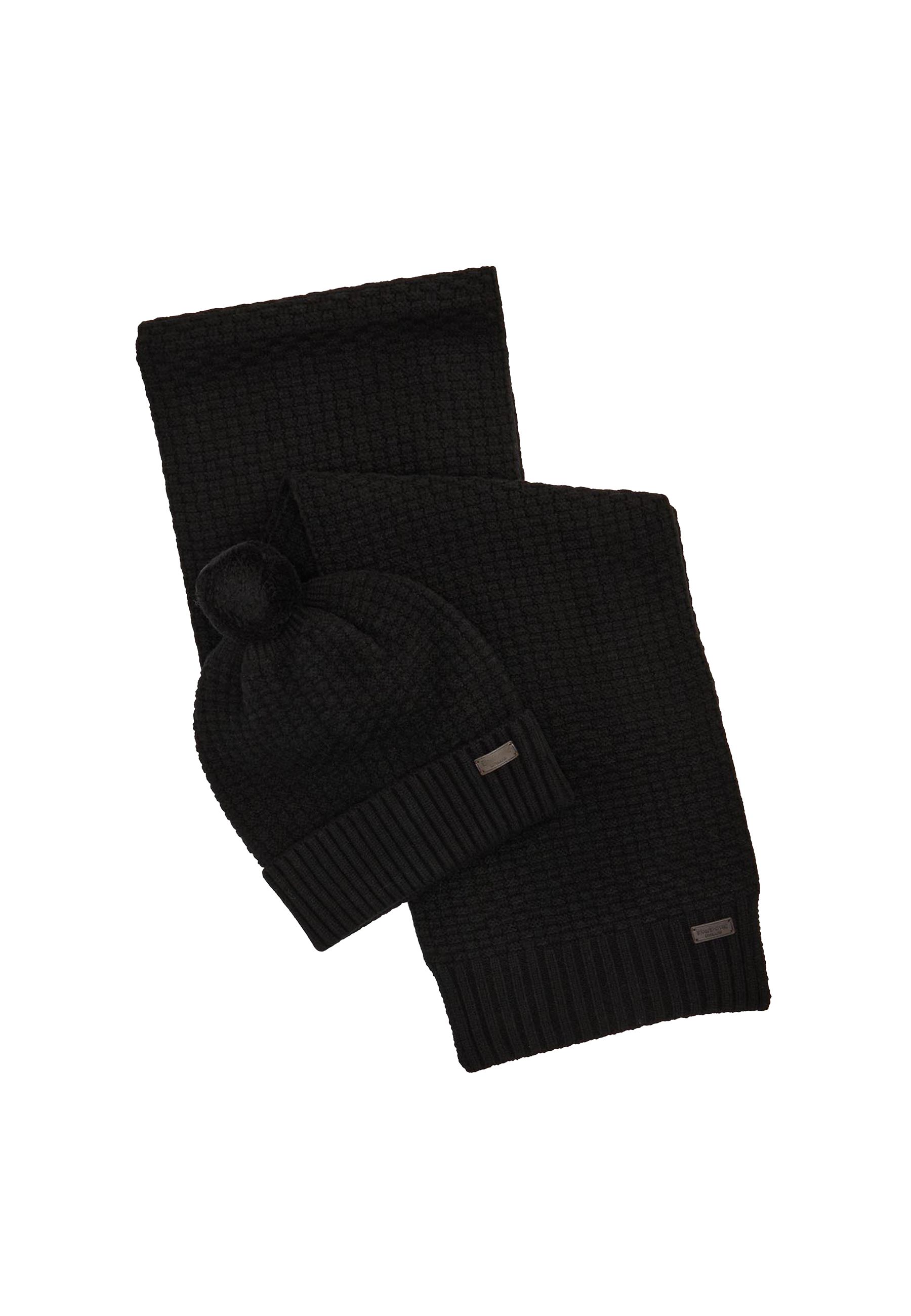 Set Regalo di berretto e sciarpa Nero