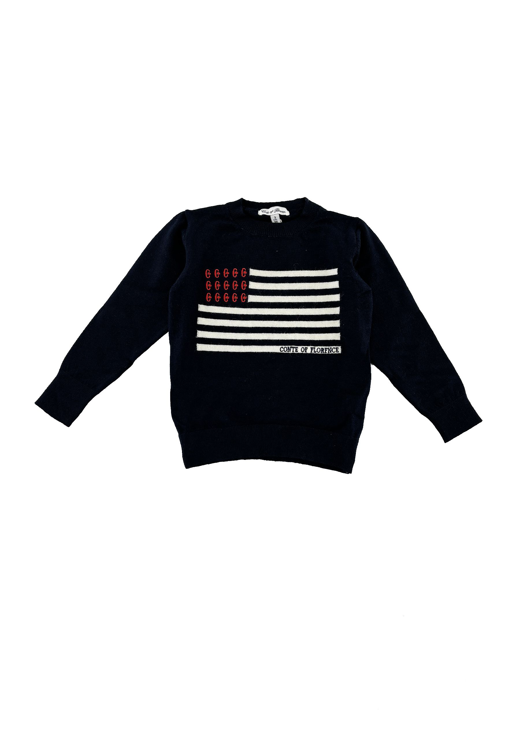 Maglia girocollo ricamato Blu