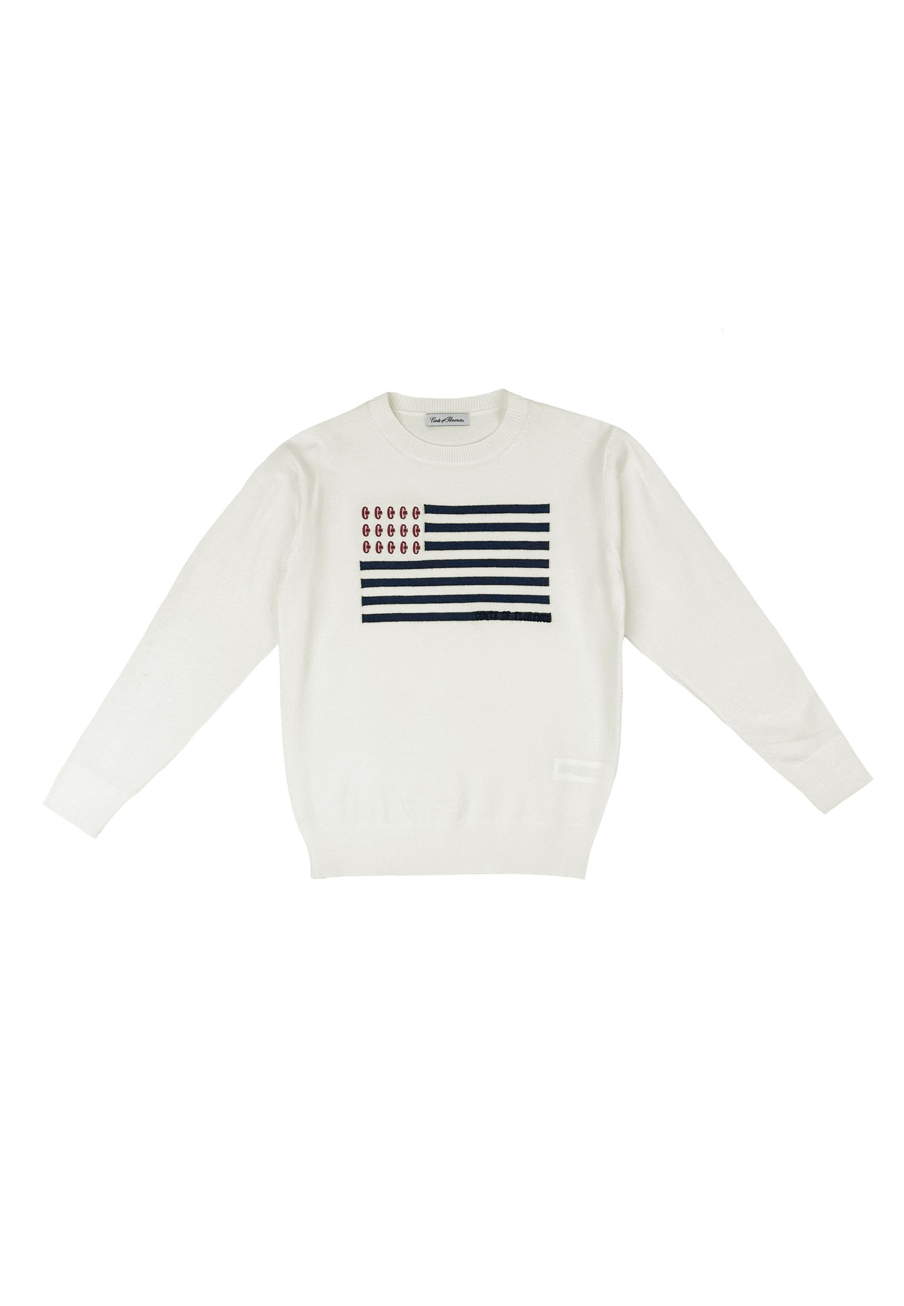 Maglia girocollo ricamato Blu