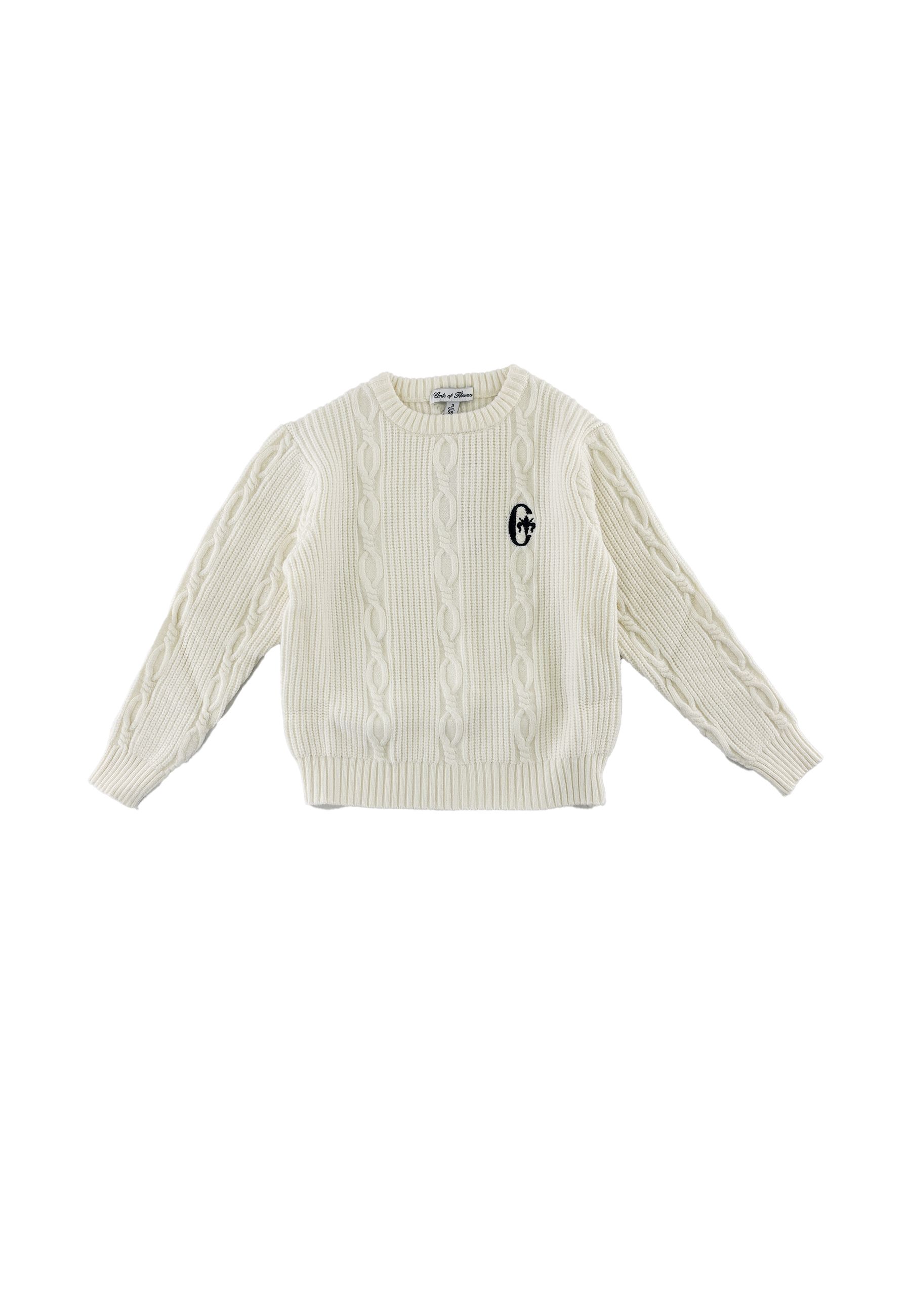 Maglia girocollo ricamato Panna
