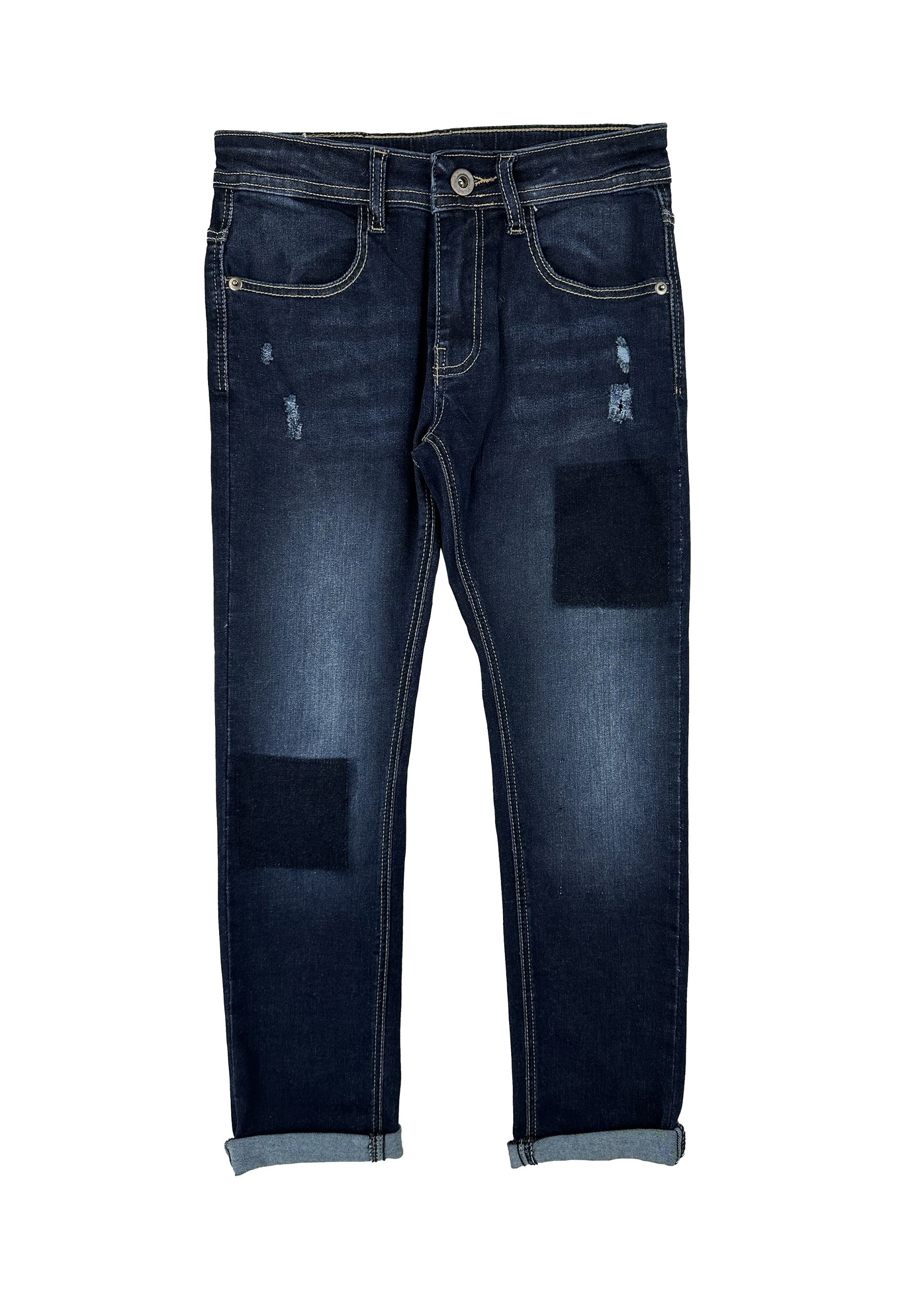 Jeans Blu con effetti decorativi