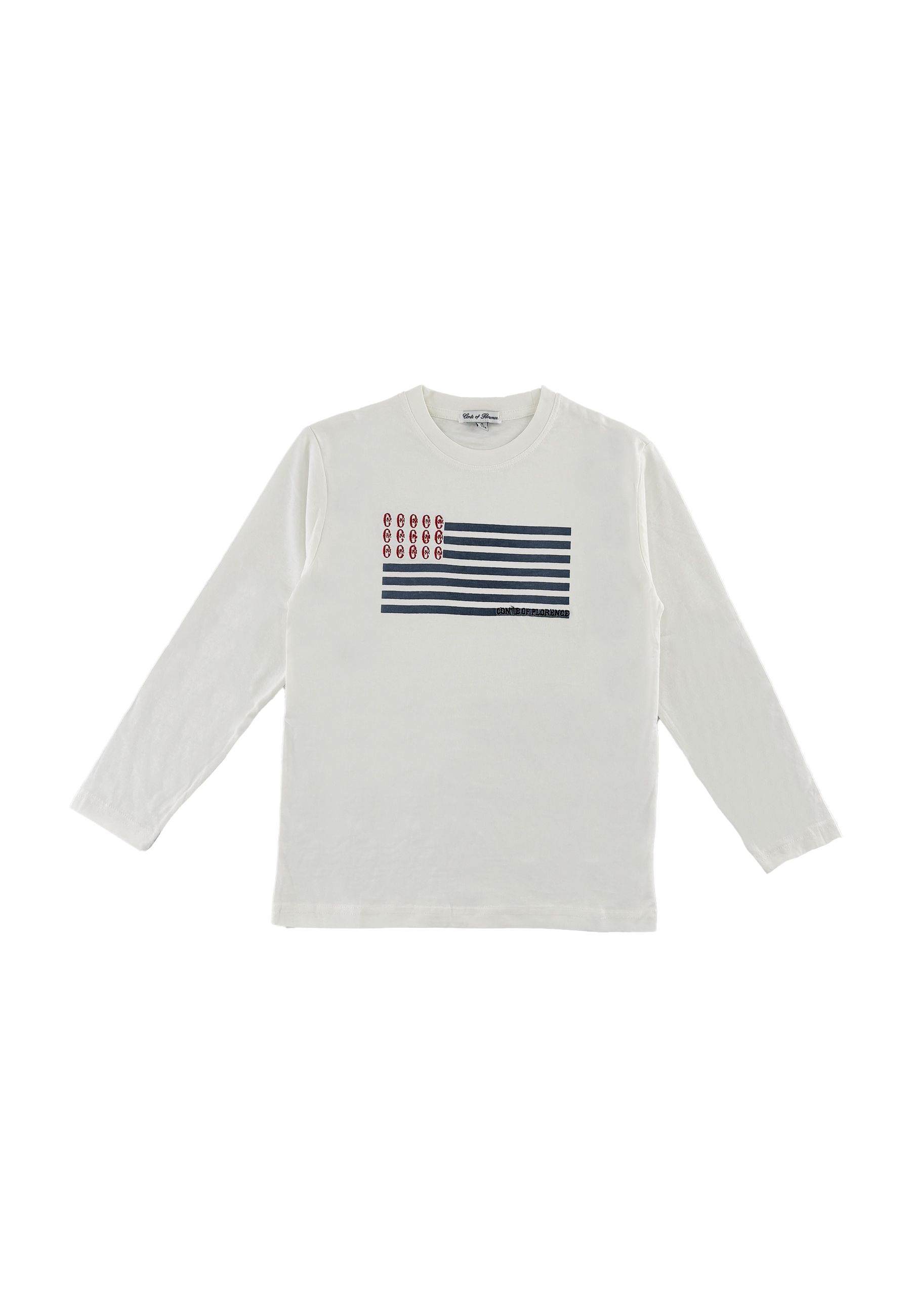 T-shirt girocollo tinta unita manica lunga blu