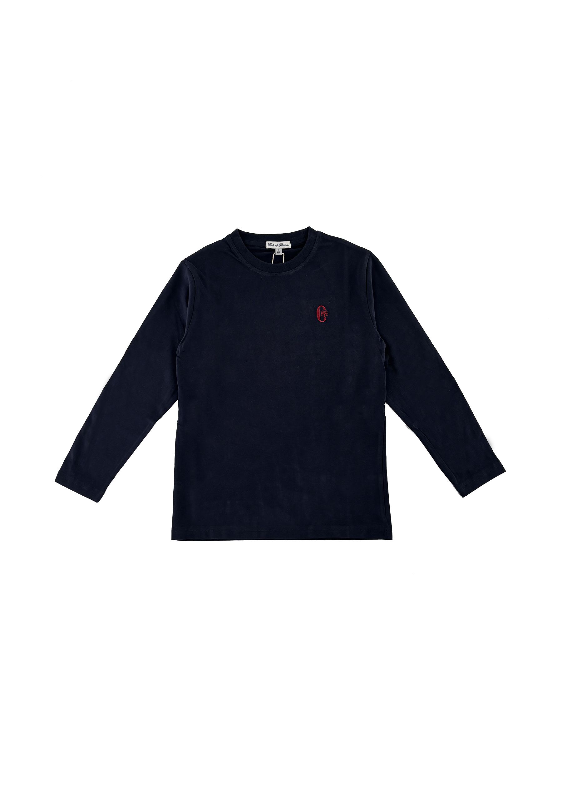 T-shirt girocollo tinta unita manica lunga blu