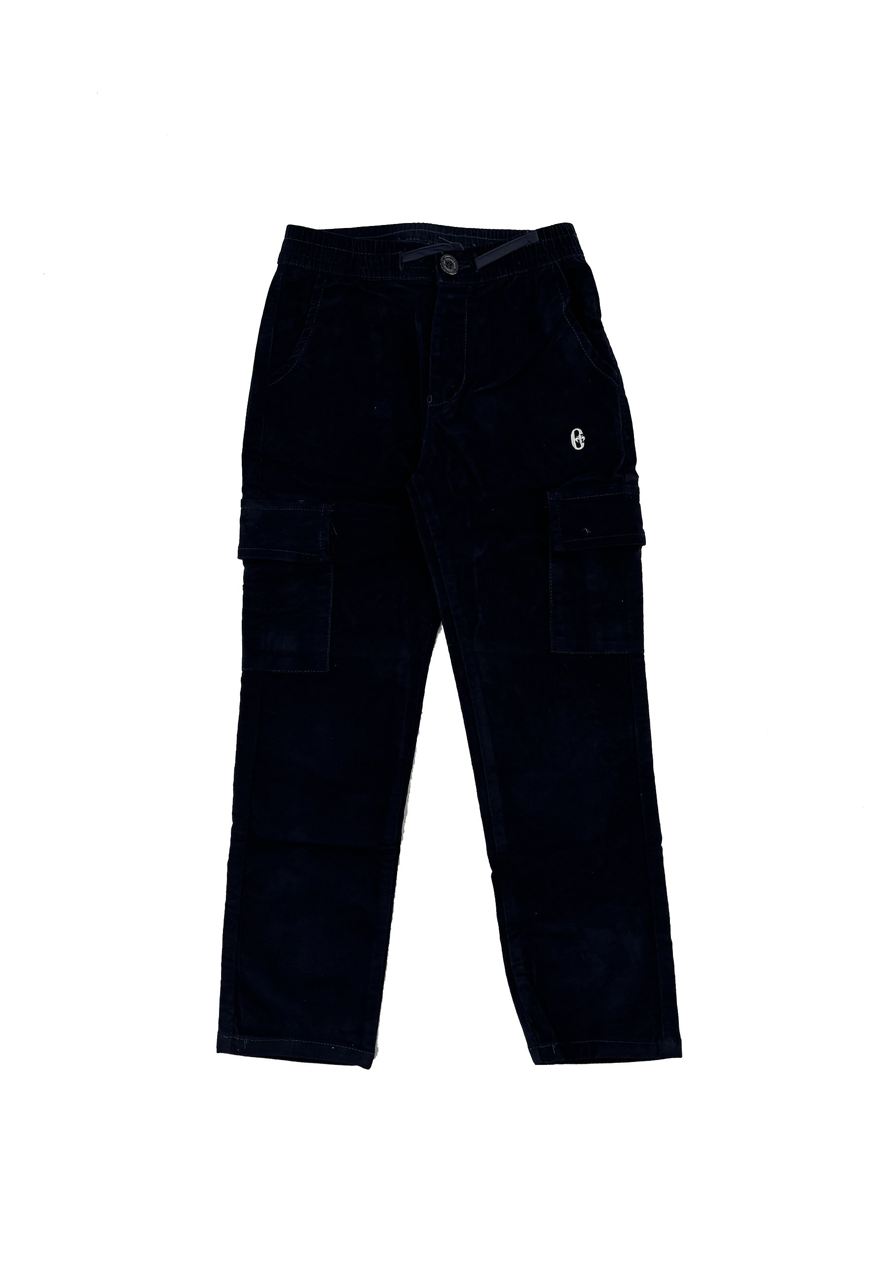 Pantalone in velluto Blu cargo con elastico