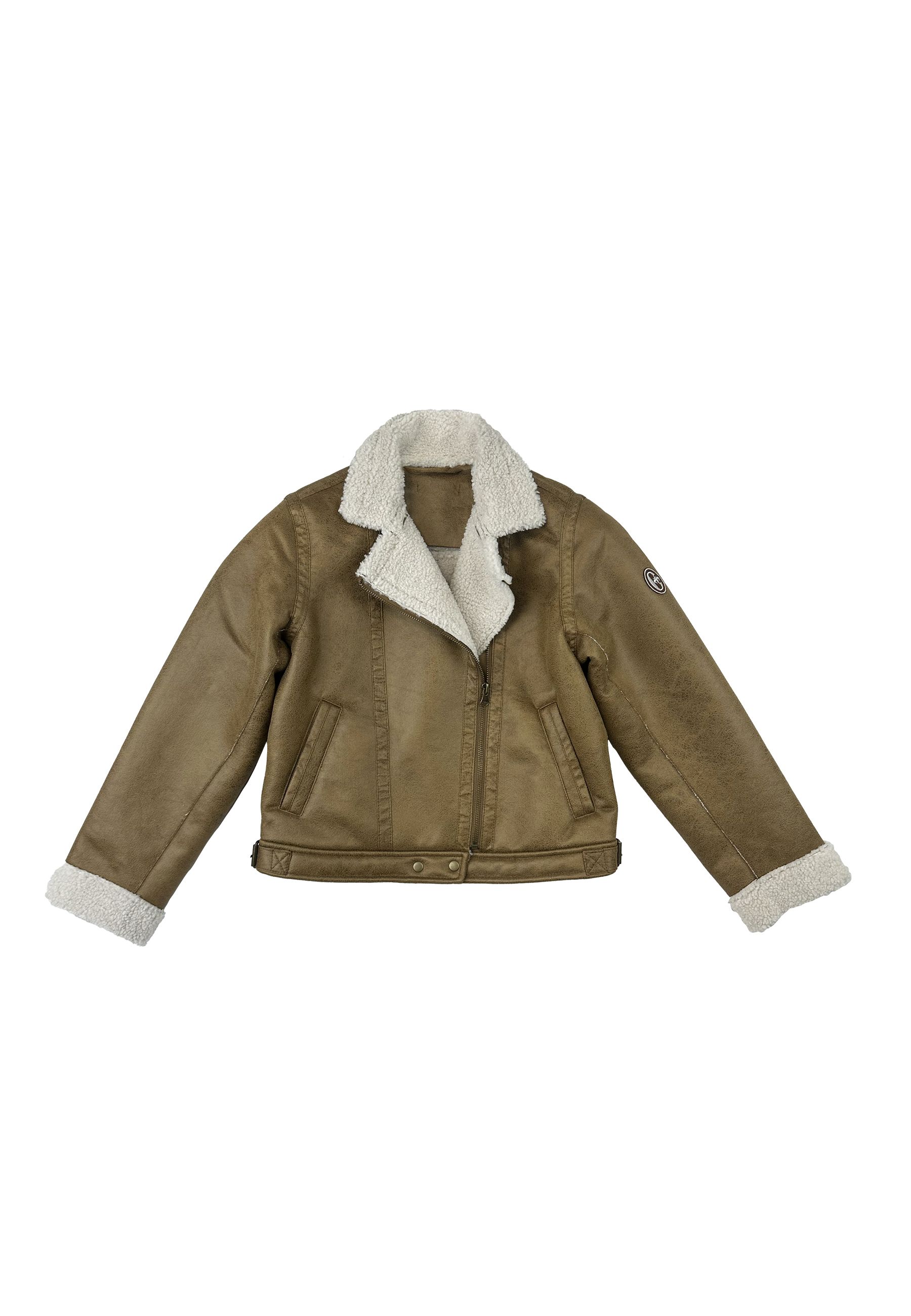 Giubbino corto montone Marrone Beige