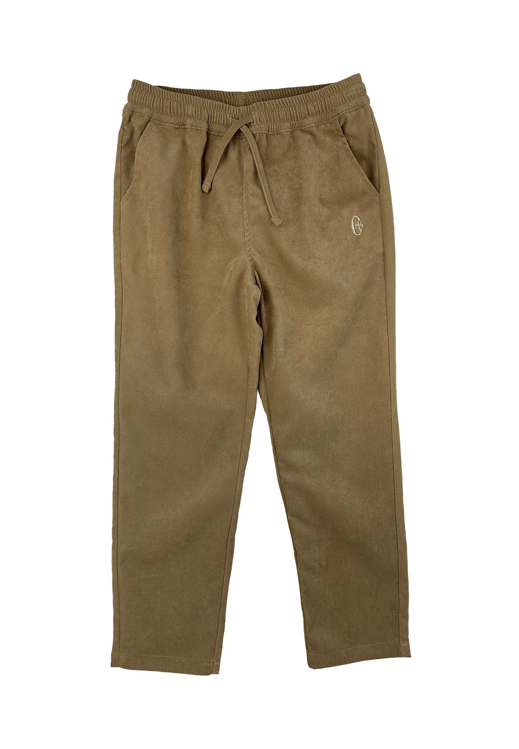 Pantalone in velluto marrone morbido con elastico 