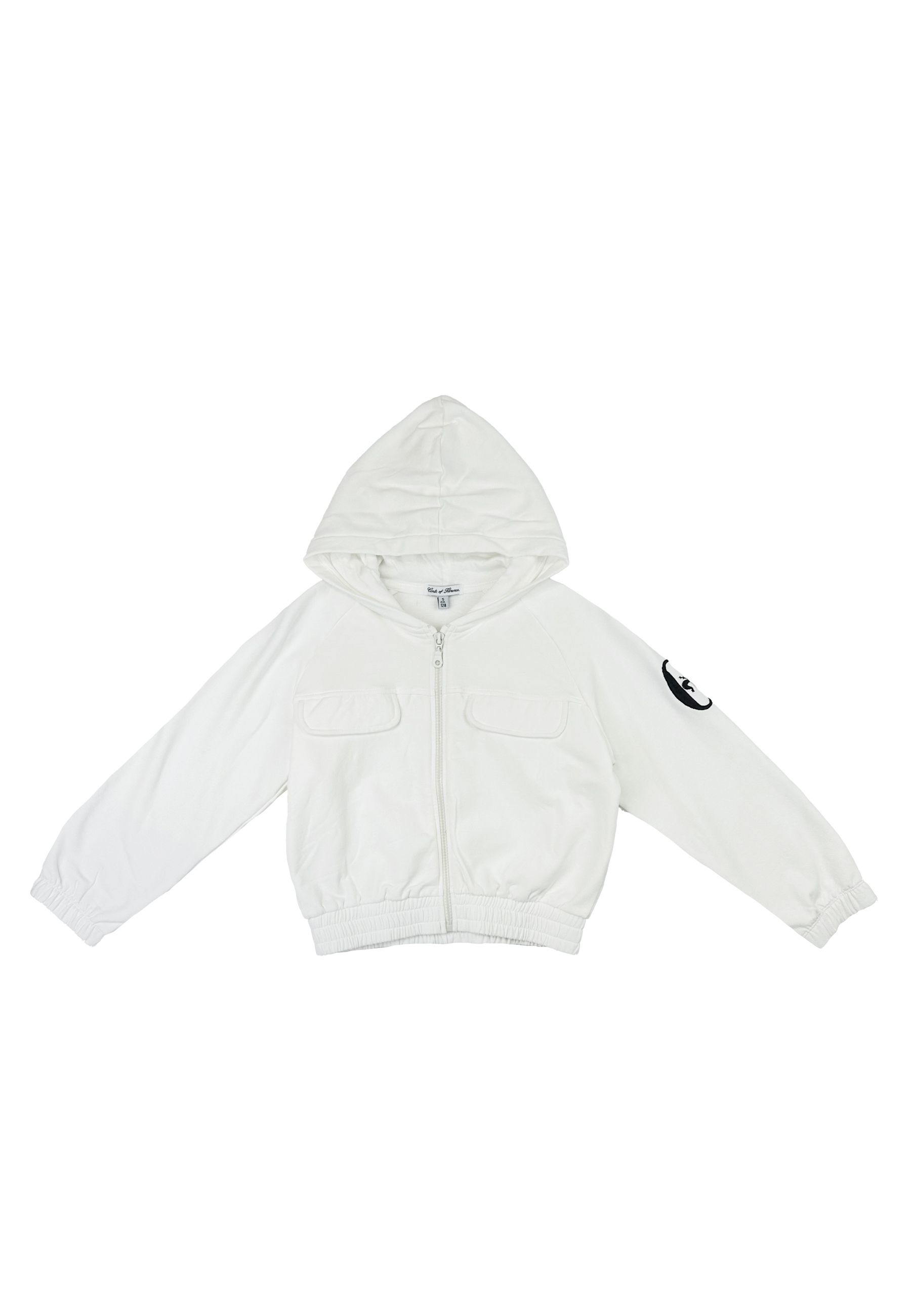 Felpa full Zip con Cappuccio bianco panna