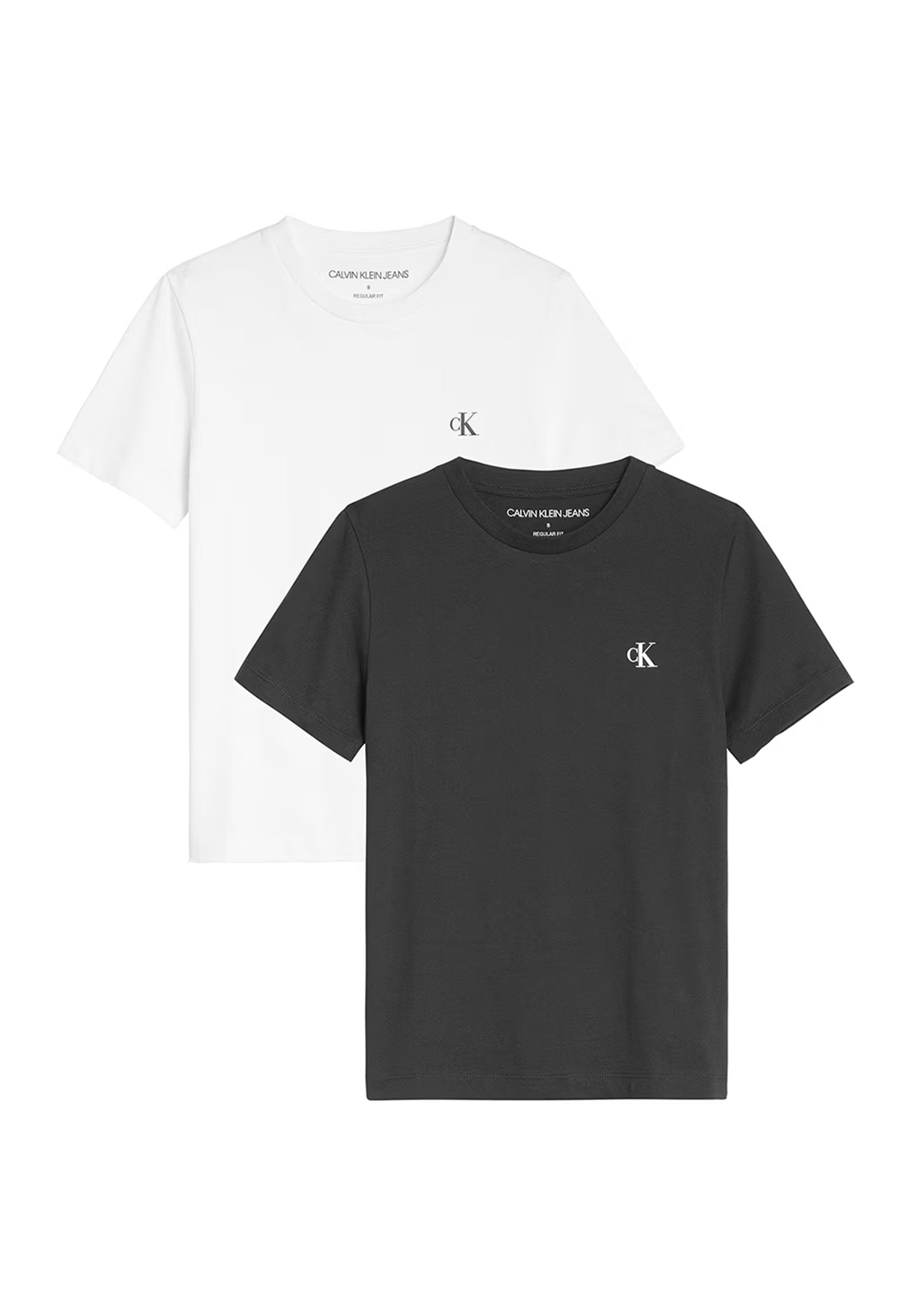 T-shirt in confezione da 2 bianca e nera con monogramma