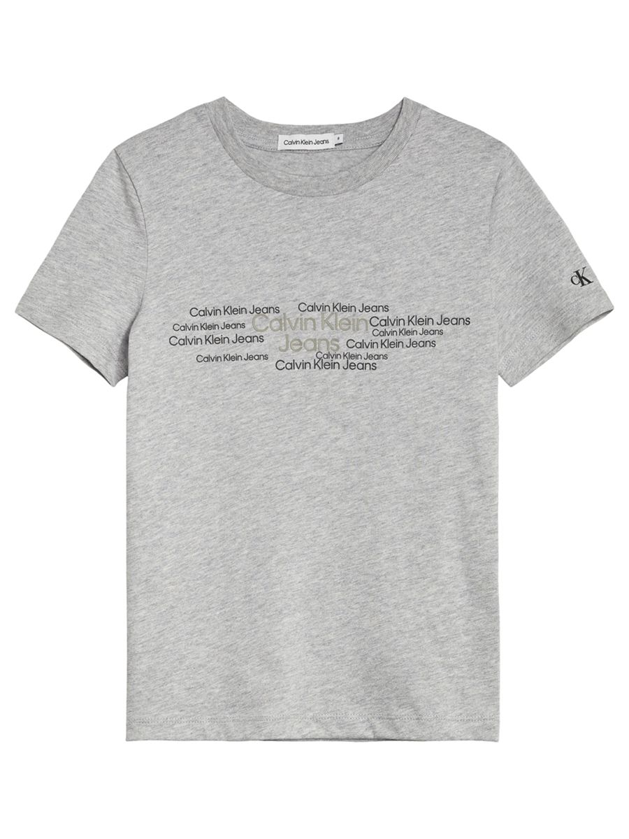 T-shirt  manica corta in cotone riciclato con miniloghi frontali stampati 