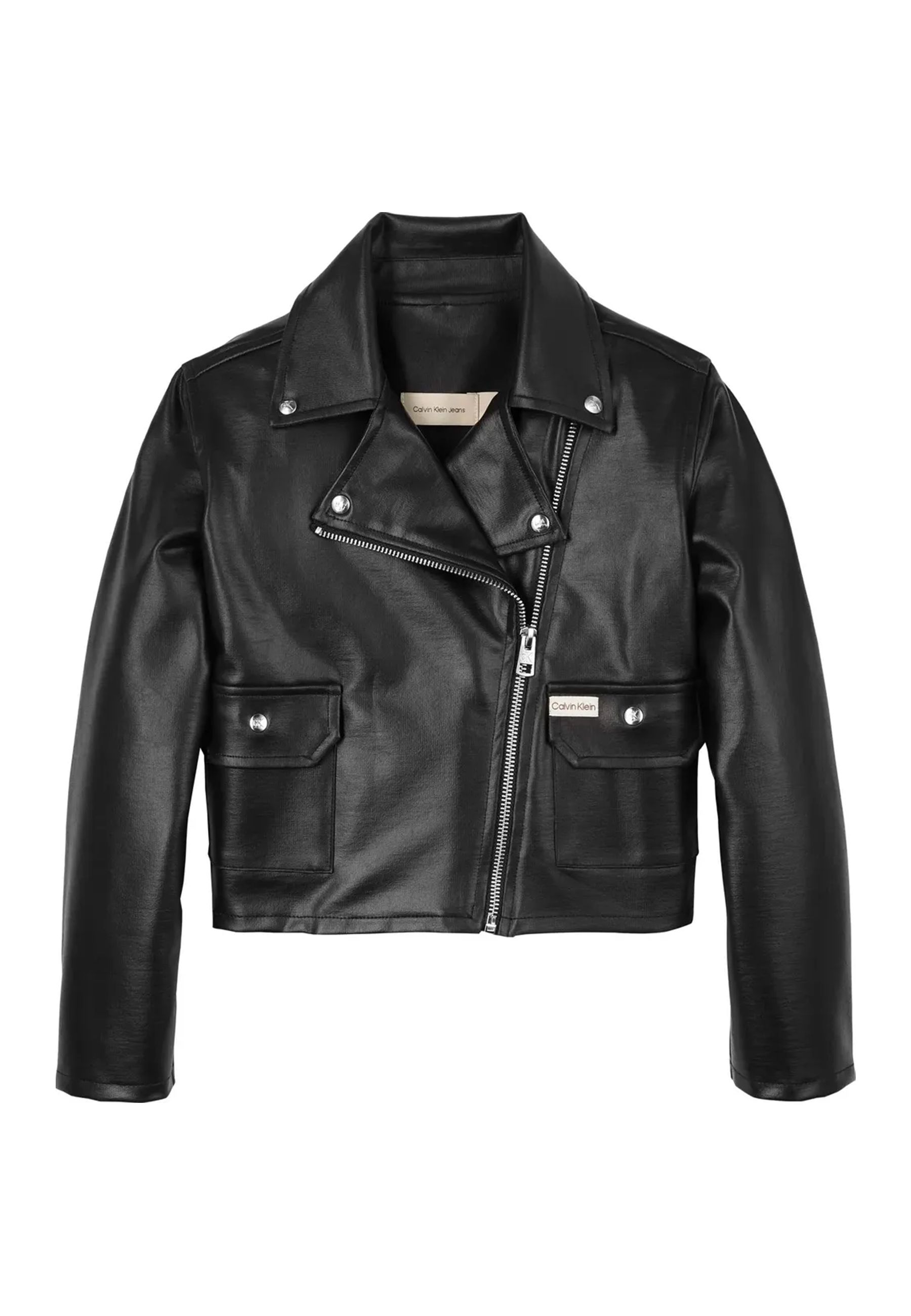 Giubbino giacca biker in ecopelle nera