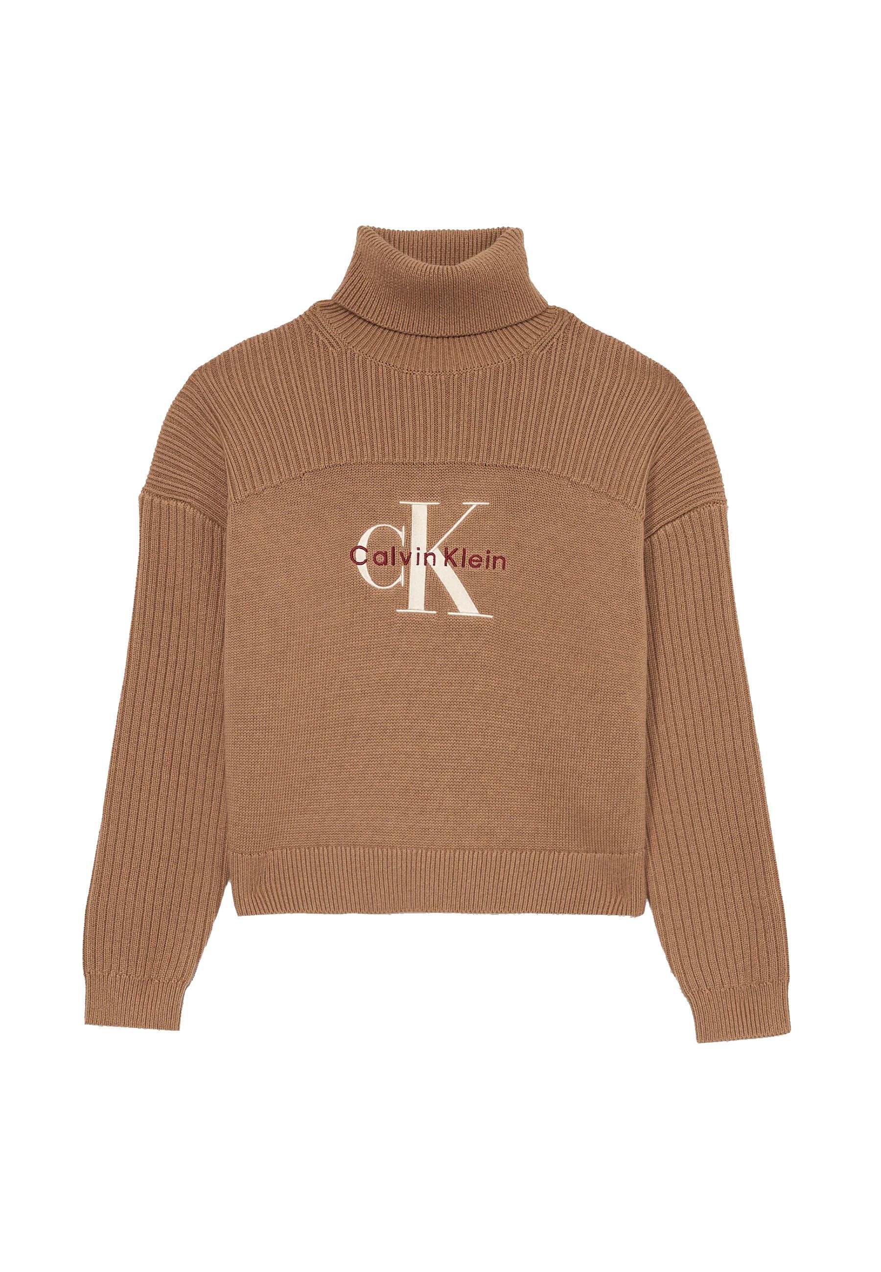 Maglia nocciola a collo alto monologo