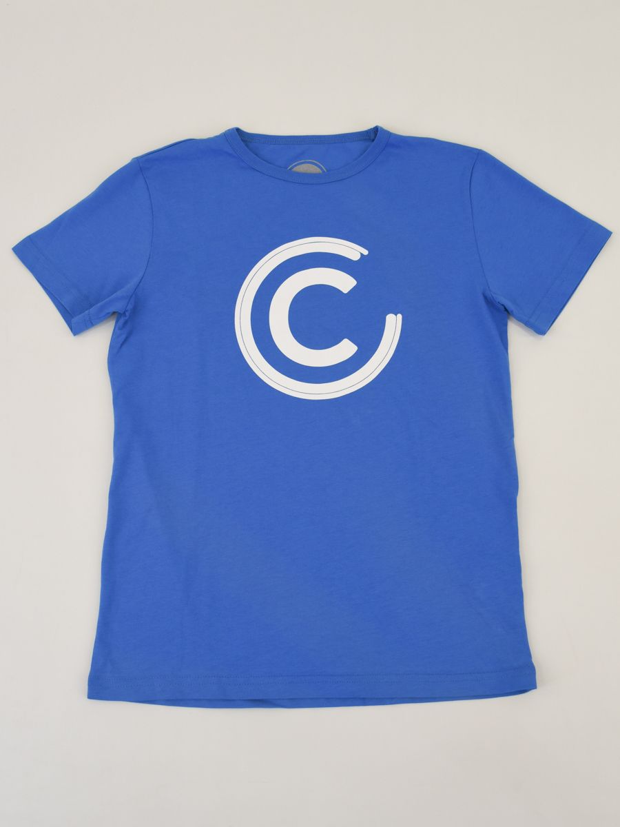 T-shirt di colore BLU da BAMBINO manica corta girocollo con stampa logo