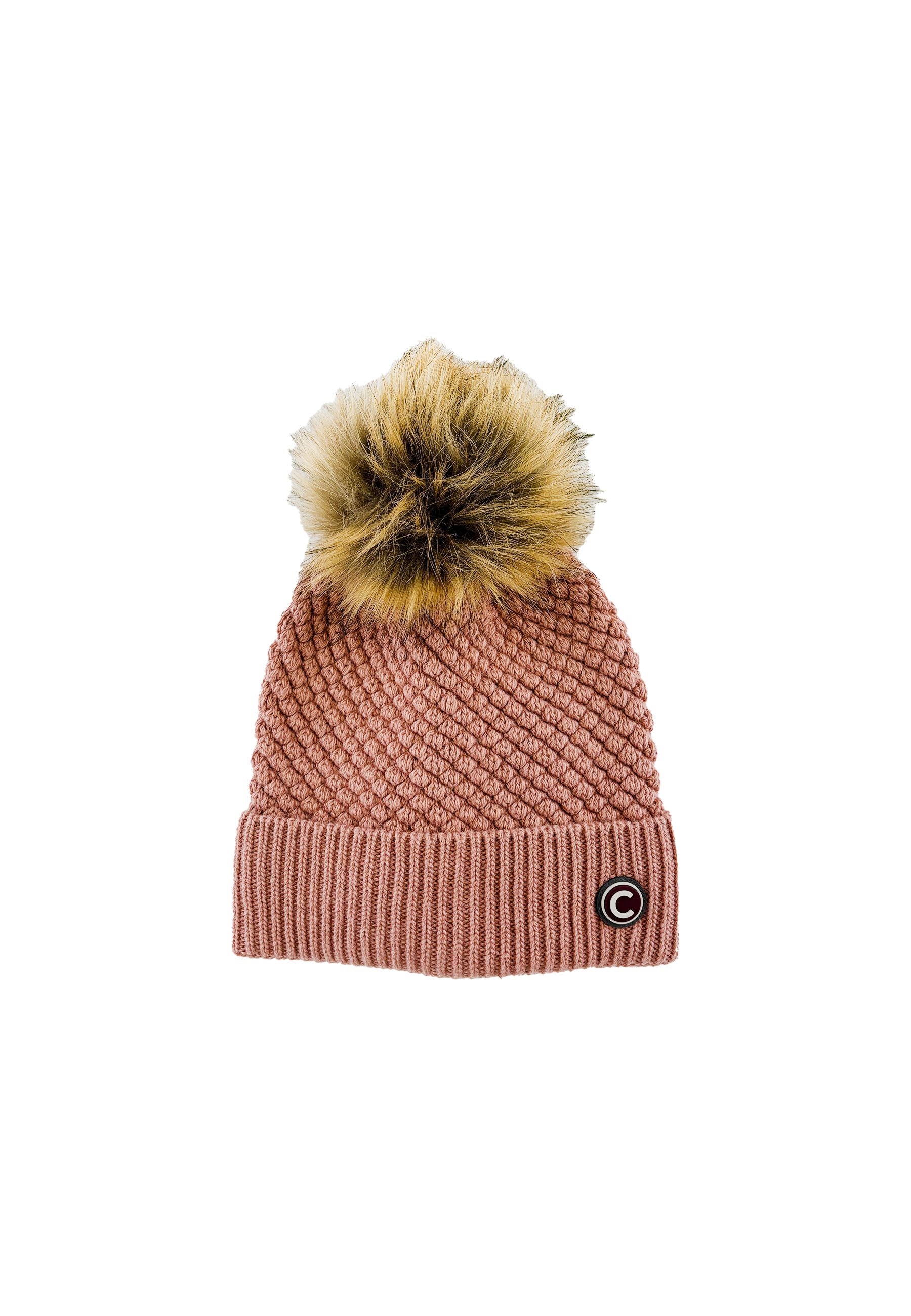 Cappello Nero con pon pom in pelliccia