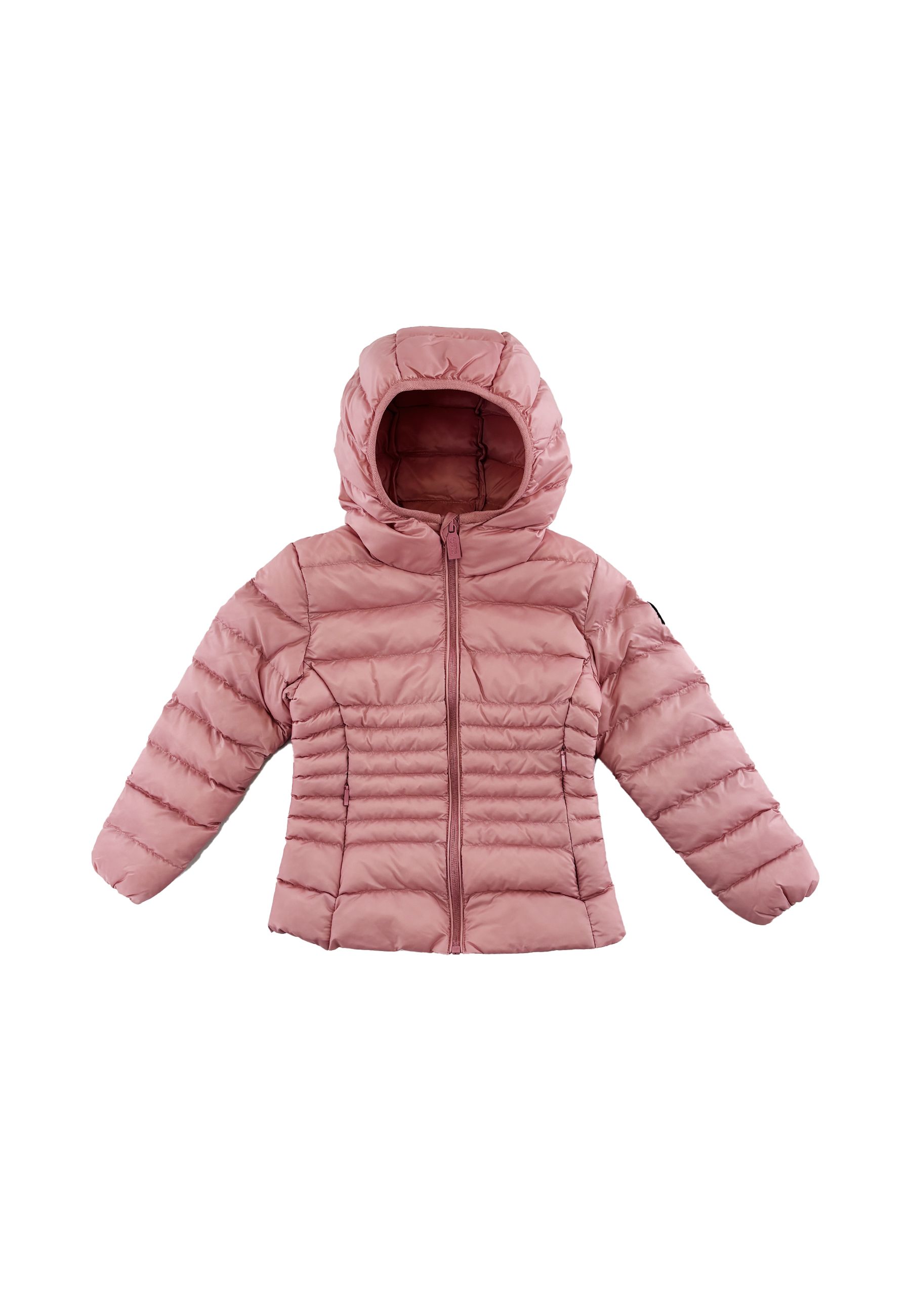 Piumino corto nero trapuntato fullzip con cappuccio