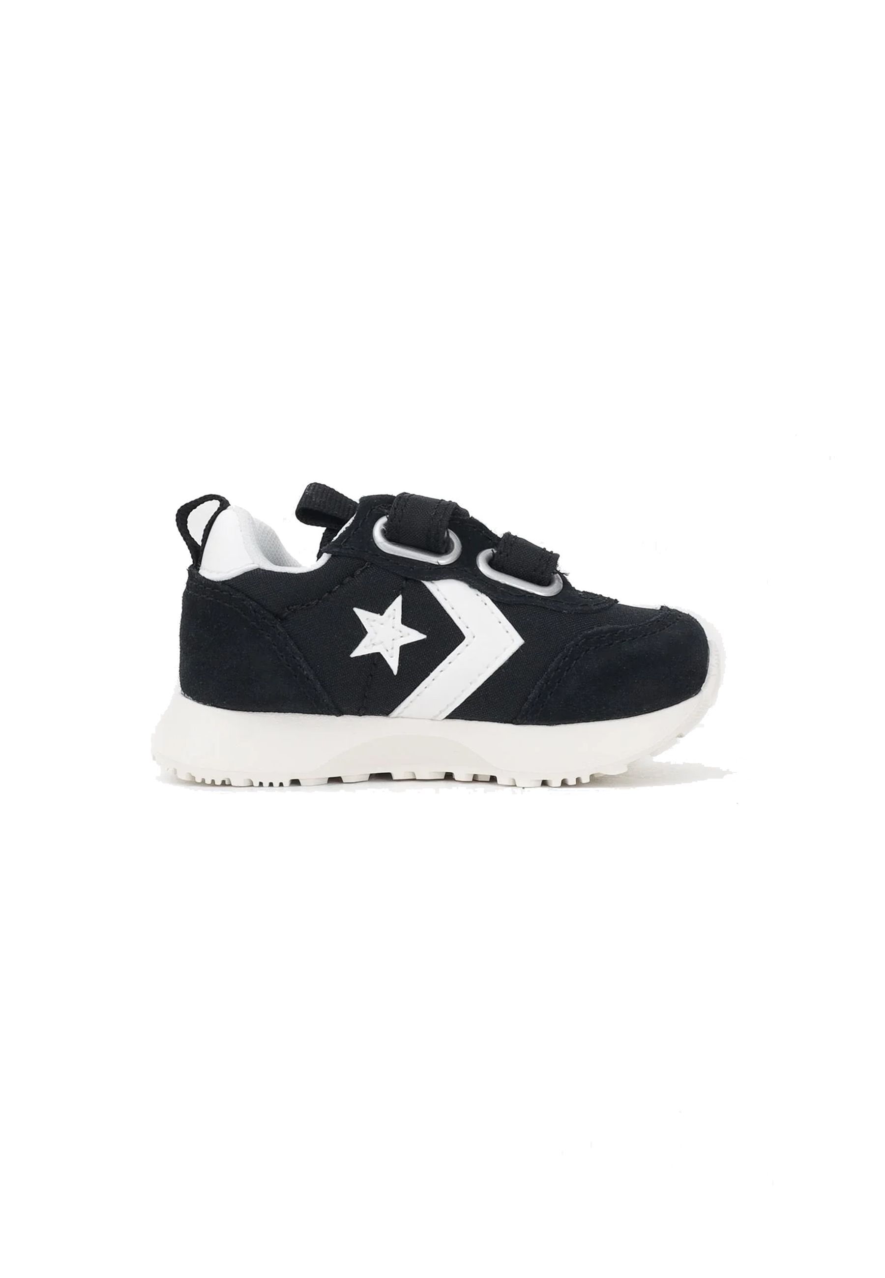 Sneakers con tomaia in pelle e tessuto dal colore nero