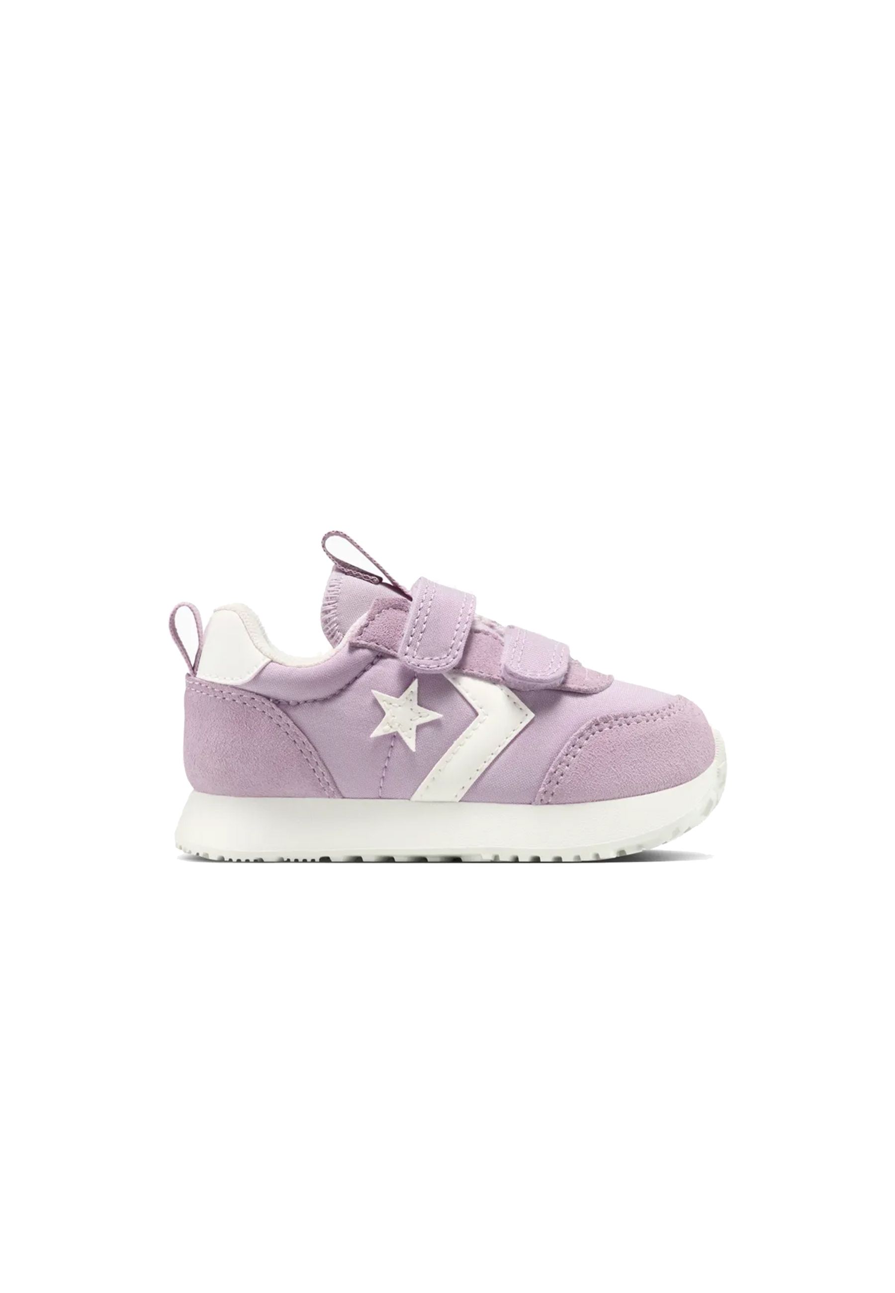 Sneakers con tomaia in pelle e tessuto dal colore lilla