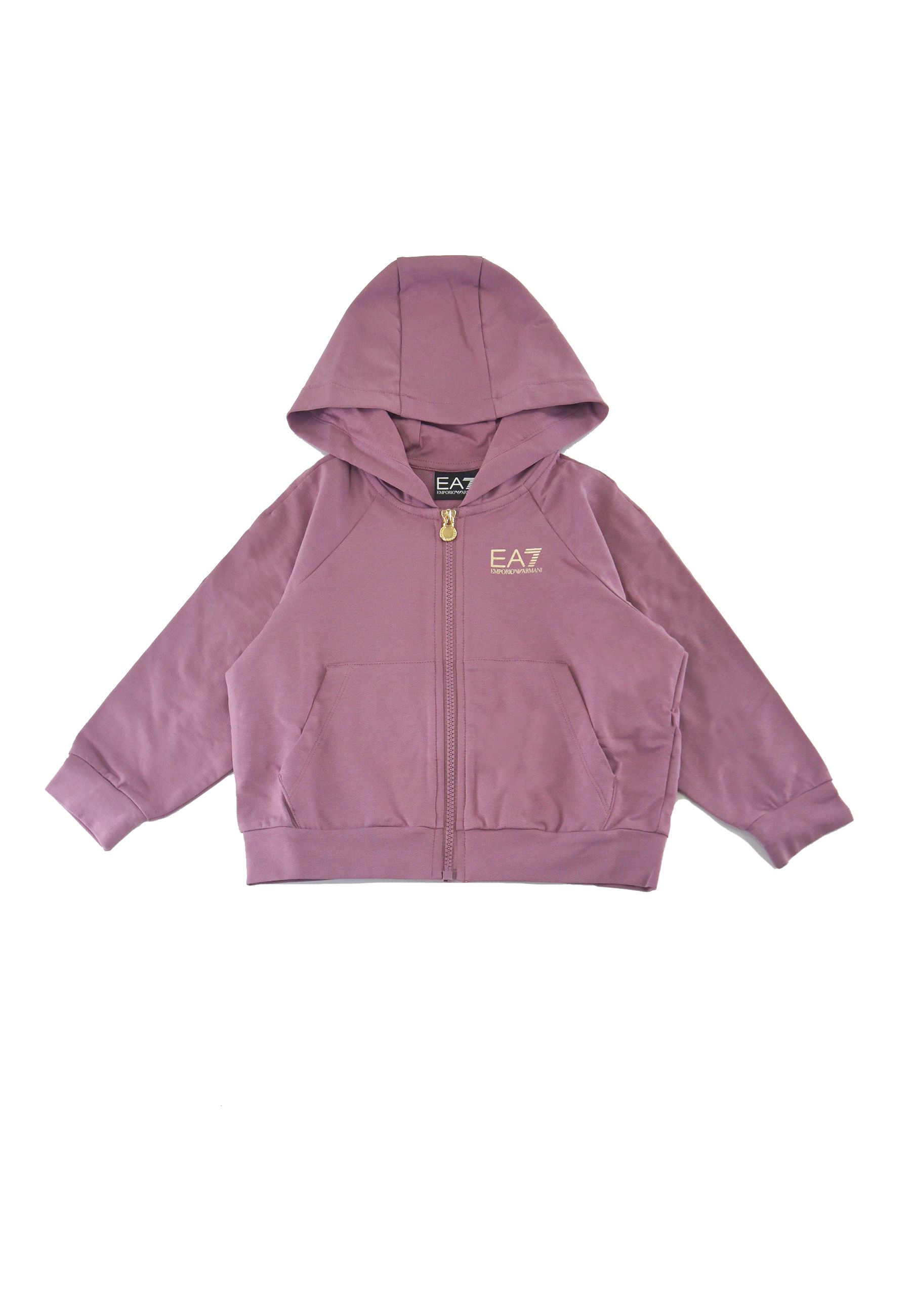 Felpa full Zip con Cappuccio Rosa orchidea