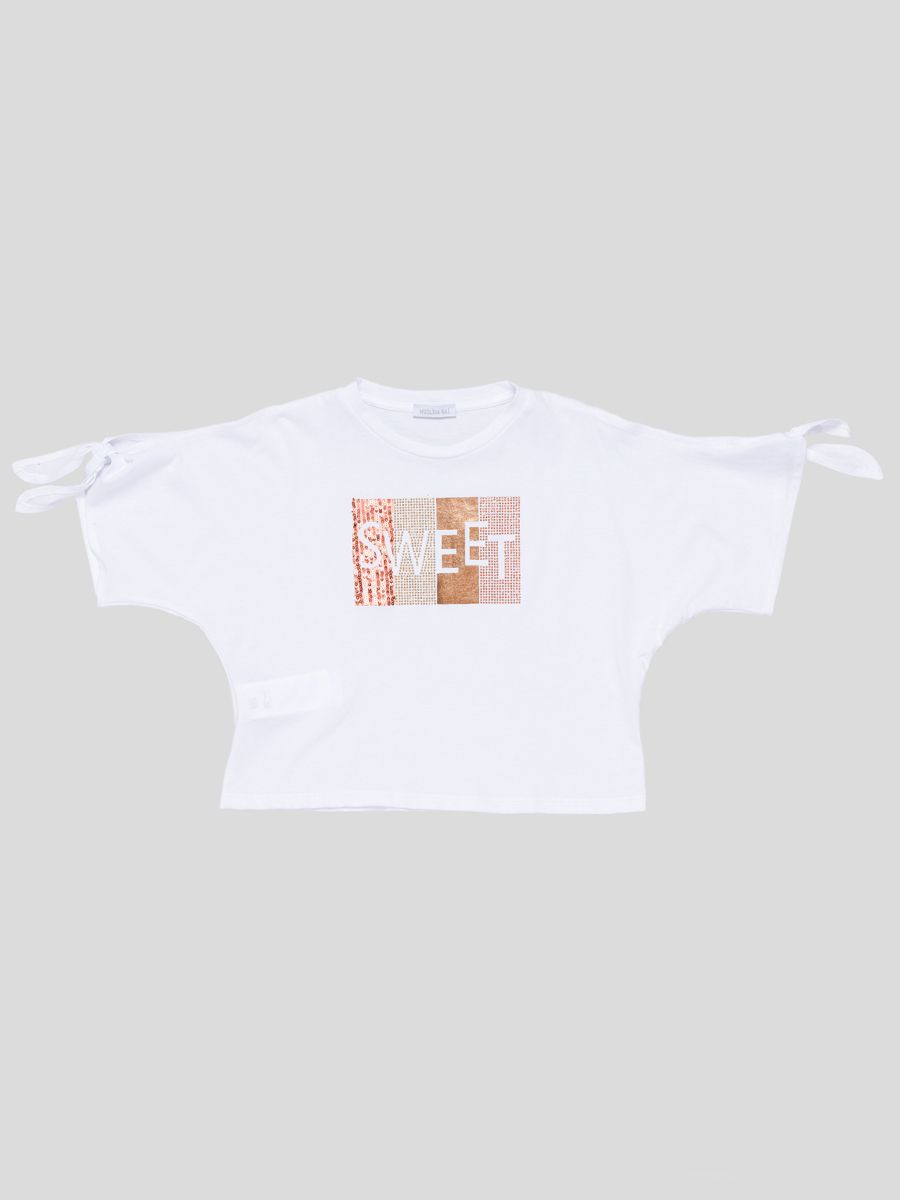 T-shirt di colore BIANCO da BAMBINA con Stampa riflettente Sweet