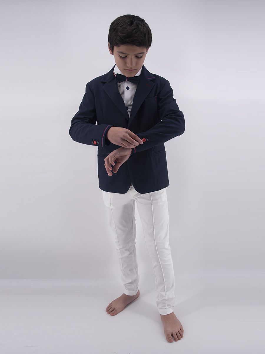 BOAT   COMPLETO GIACCA CAMICIA PANTALONE BIANCO PAPILLON