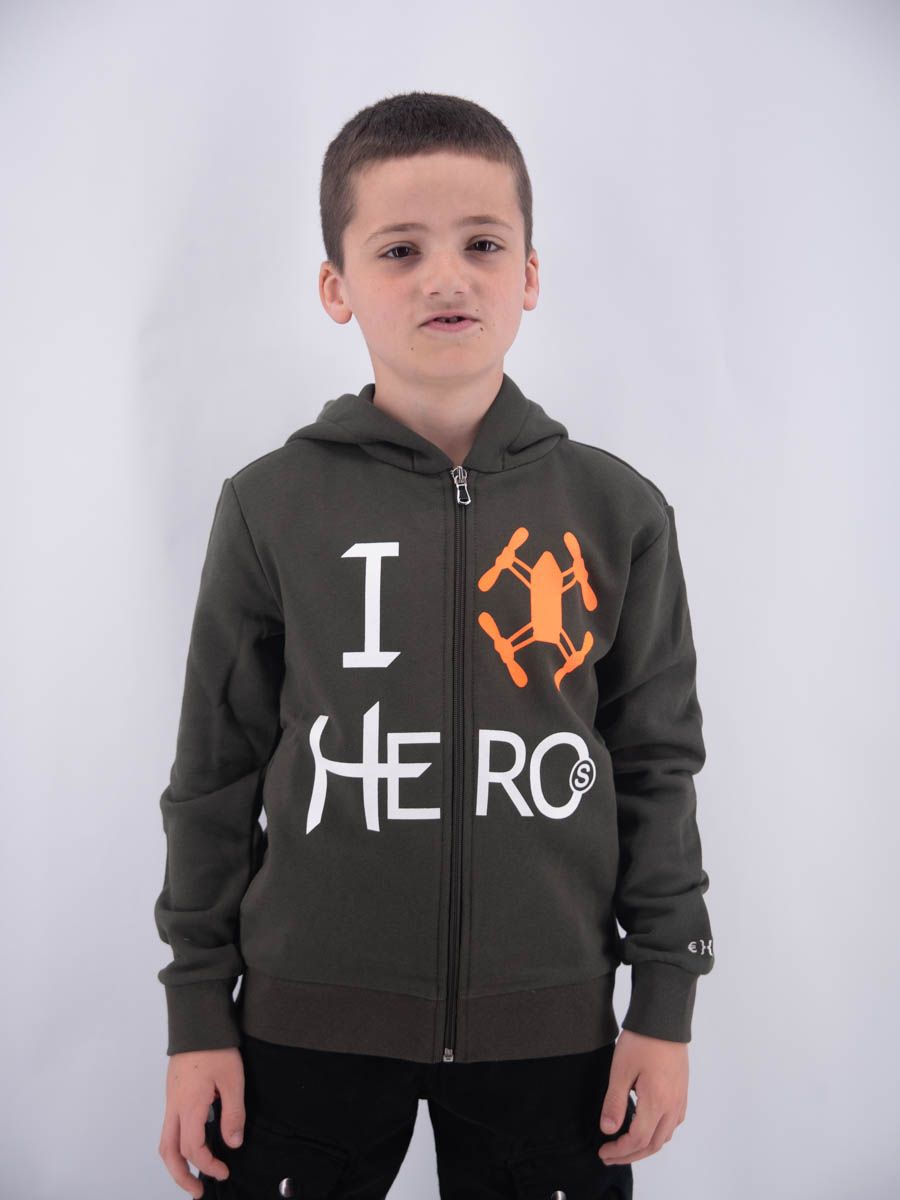 FELPA FULLZIP CON CAPPUCCIO HERO RICAMO LEET STAMPA I AM HERO