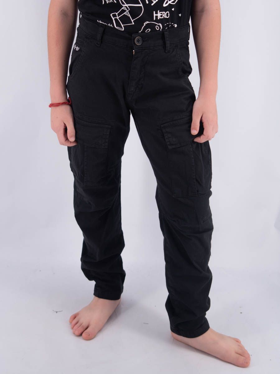 PANTALONE CARGO HERO RICAMO LEET CON APPLICAZIONE TASCA STAMPA TIME