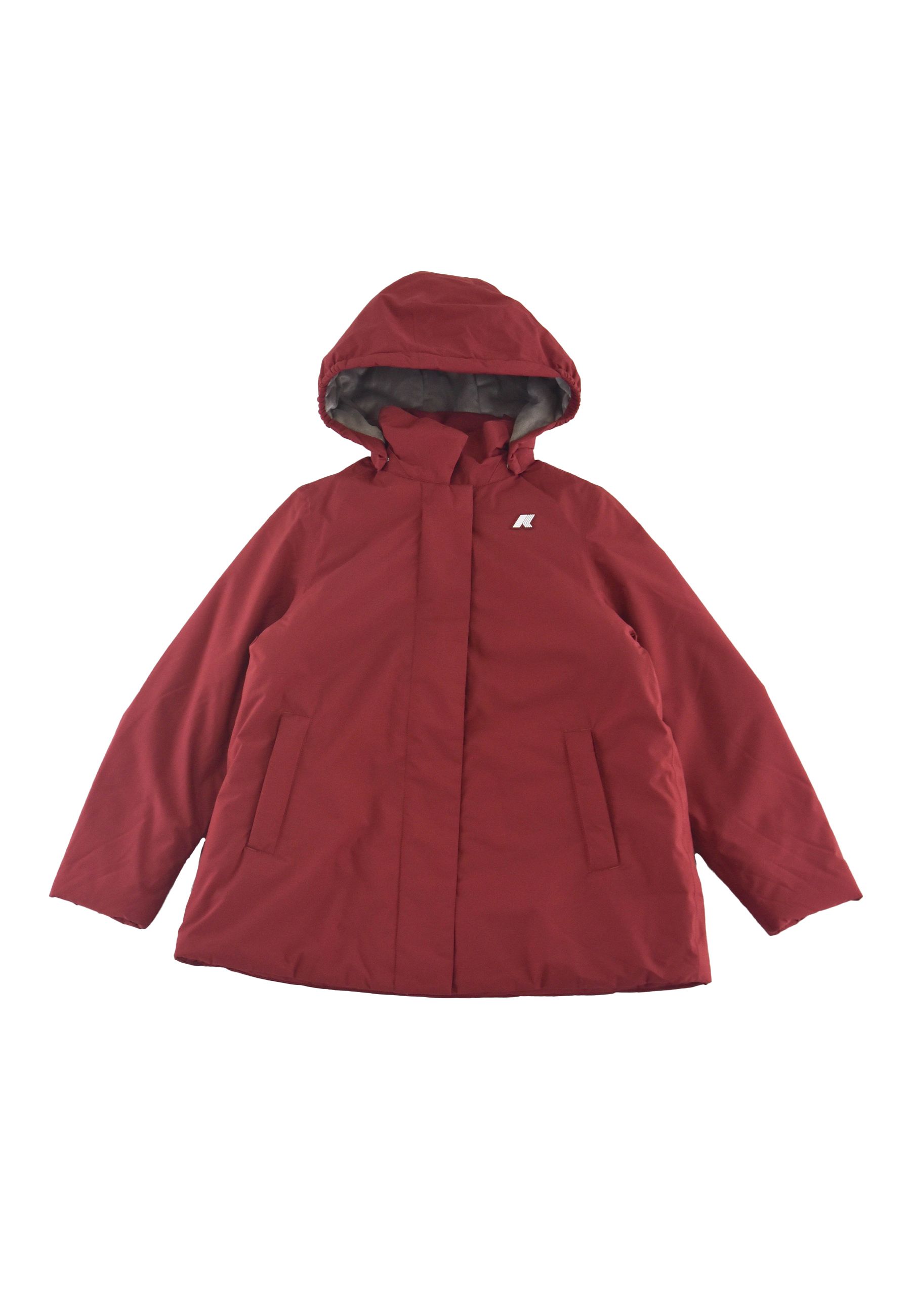 Piumino con Cappuccio antivento con interno marmotta Rosso