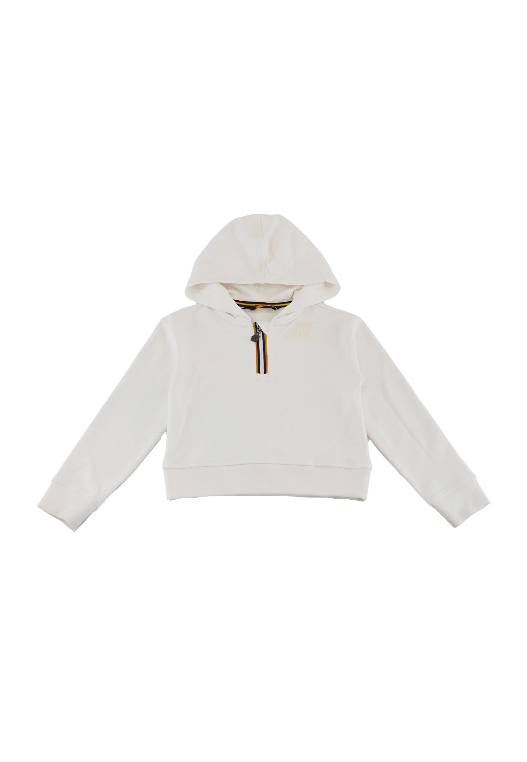 Felpa Cropped con Cappuccio zip bianca
