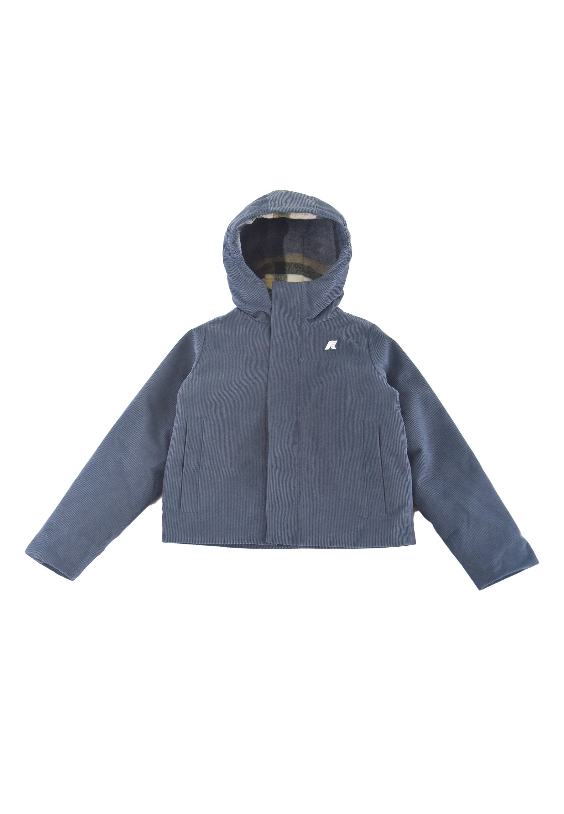 Piumino in corduroy con Cappuccio sharille Blu