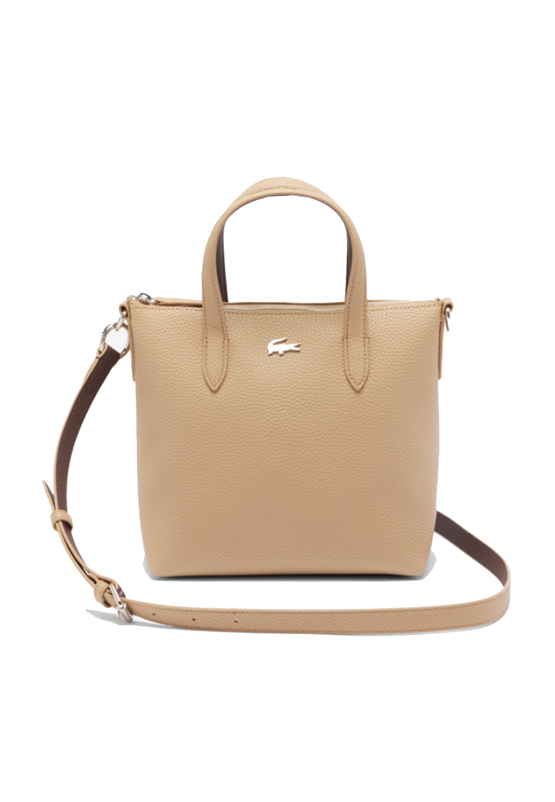 Borsa Nera in pelle con logo Lacoste metallizzato